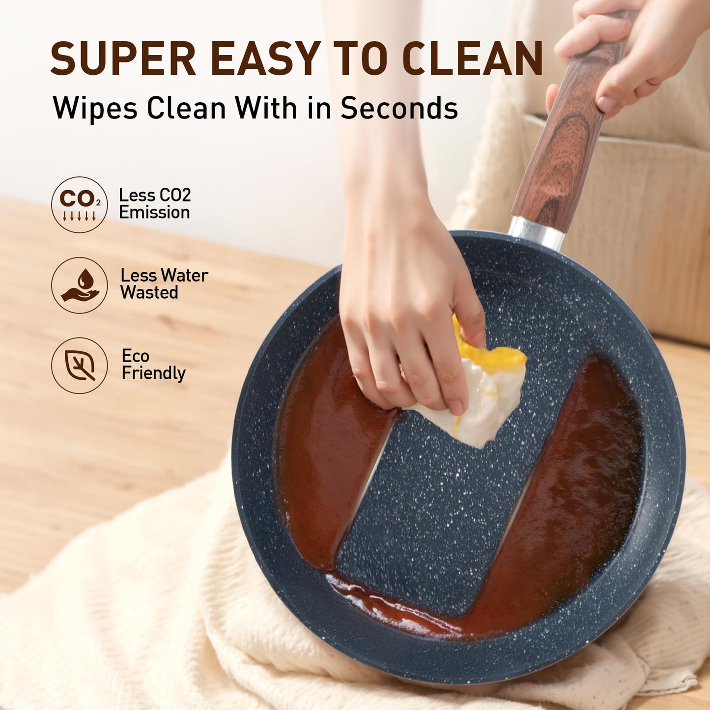 DisDelight Pots and Pans Set Non Stick, Nonstick Induction Granite Kitchen Cookware Sets, Induction Nonstick Granite Cooking Set, Induction Cookware Cooking Pan Set, Pan Sets for Cooking, Blue