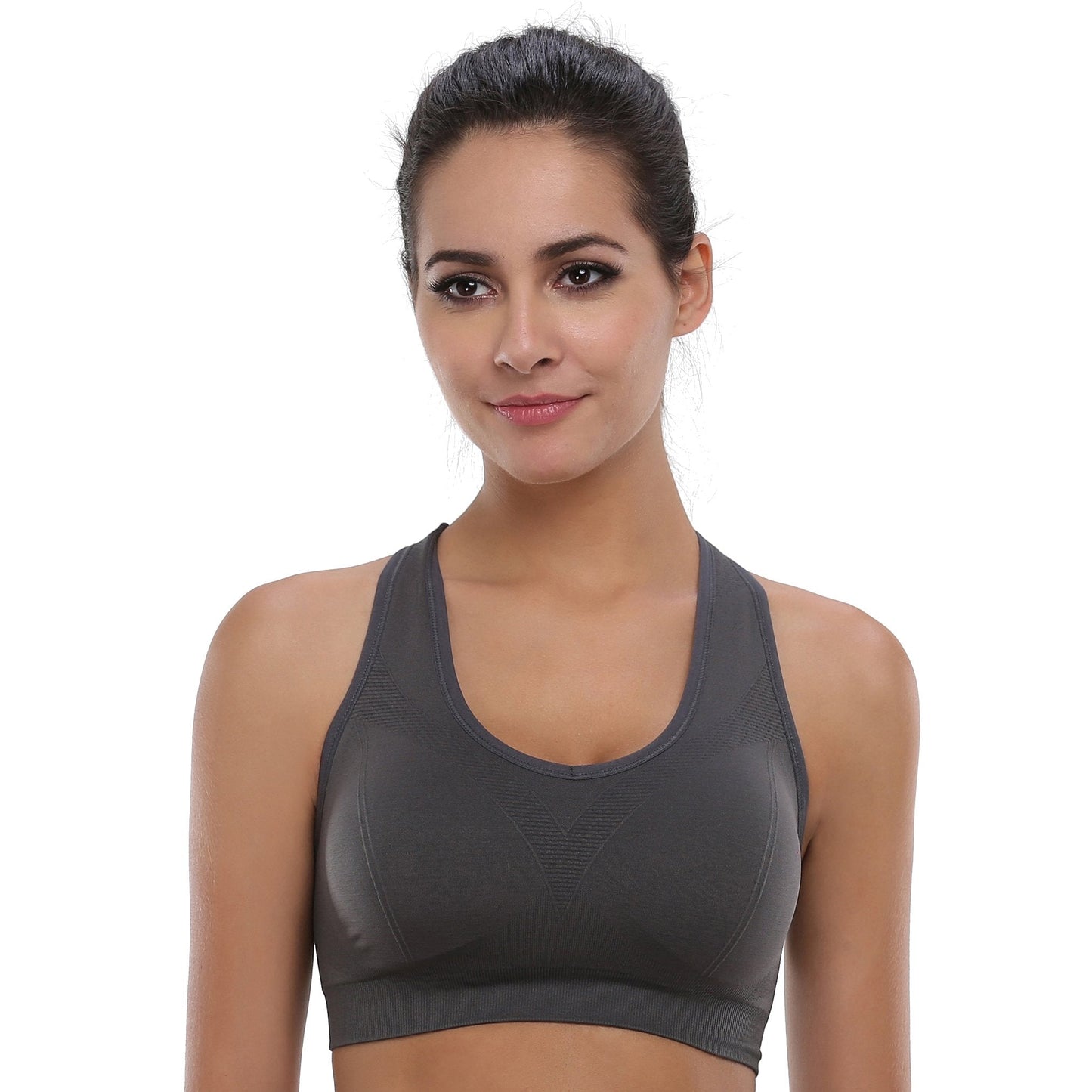 Women's Seamless Racerback Sports Bra High Impact Support Yoga Gym Workout Fitness