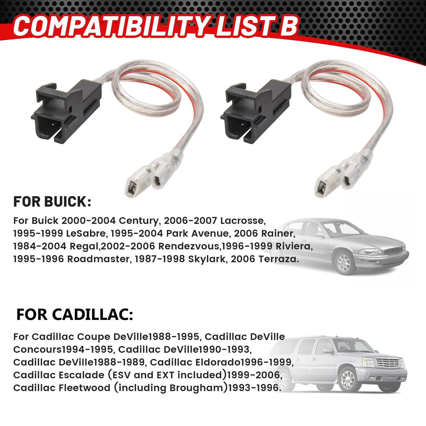 RED WOLF Door Speaker Wiring Harness Replacement for Chevy GMC Silverado Sierra 1995-2009, Buick 1995-2006, Cadillac 1988-1999 Install Aftermarket Audio Speaker Wire Cable 4 PCS