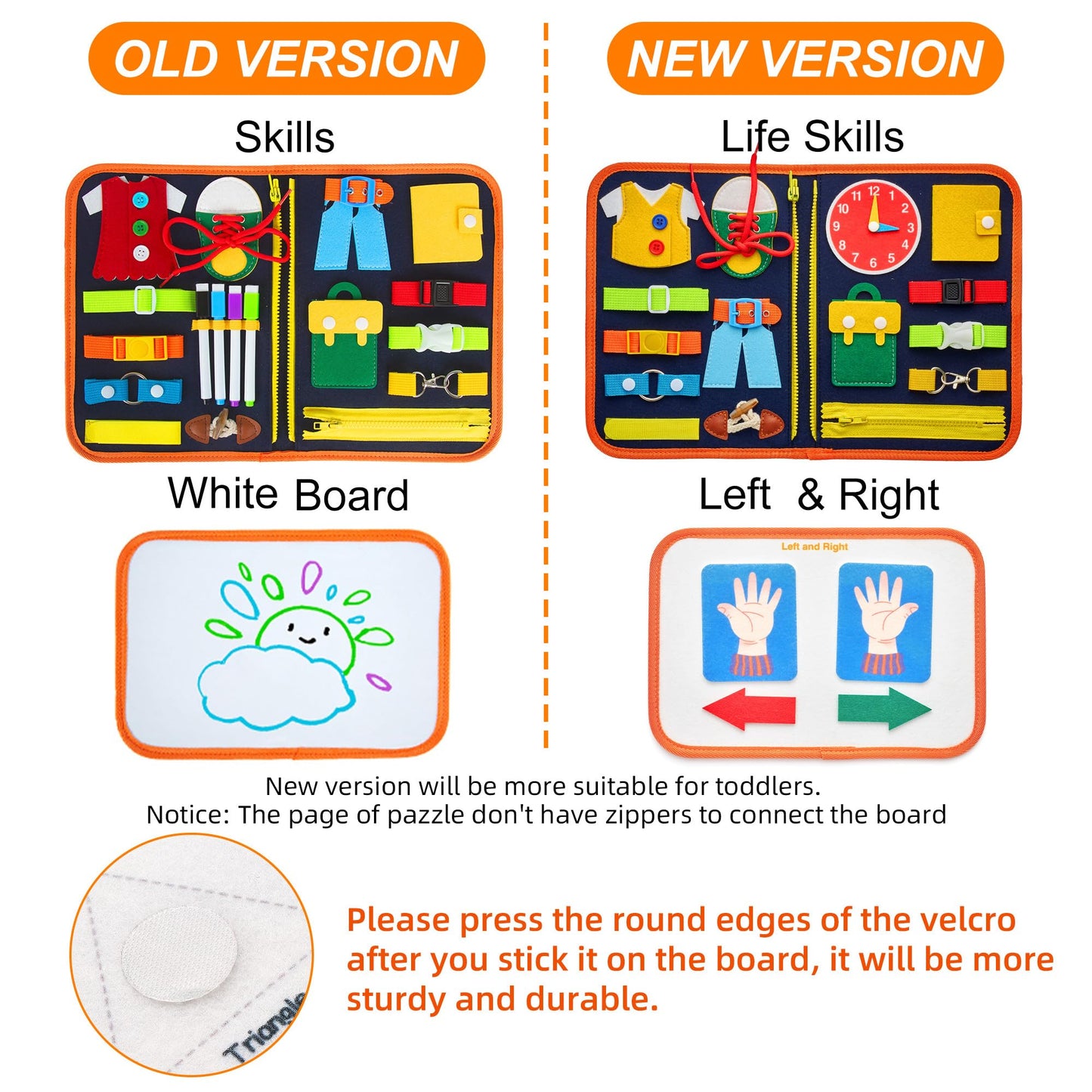 Freebear Busy Board Toddler Travel Sensory Toys for 1 2 3 4, Montessori Learning Activities Board, Educational Toys for 3 4 Year Old Boys Girls Gift, Classic