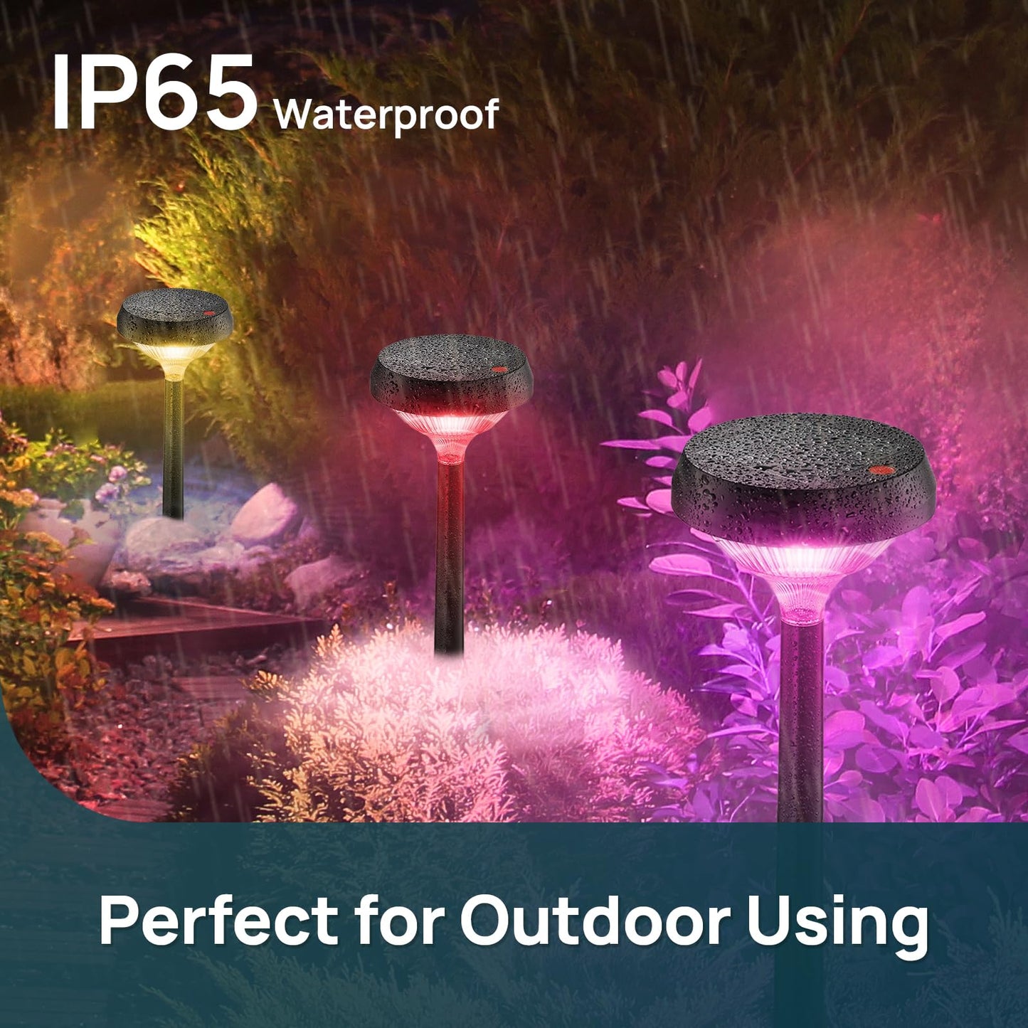 Linkind Solar Pathway Lights 8 Pack, Color Changing Path Lights Outdoor Waterproof, Multicolor+Warm White+Cool White Solar Lights for Walkway Pathway Yard Garden Landscape