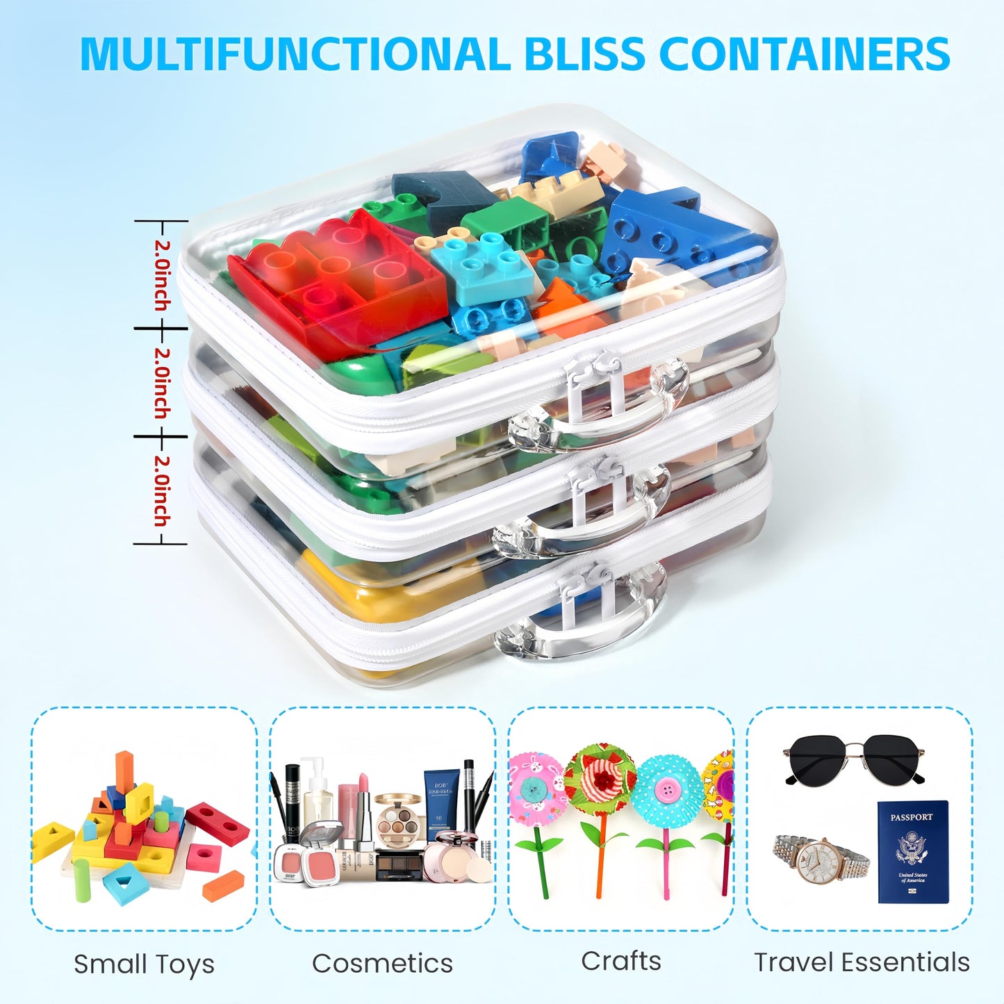 EAROND 3 Pack Clear Hard Shell Zipper Case PVC Zipper Pouches,Transparent Toiletry Pouches,Waterproof Travel Organizers,Portable Toy Storage Bins(M+M+M)