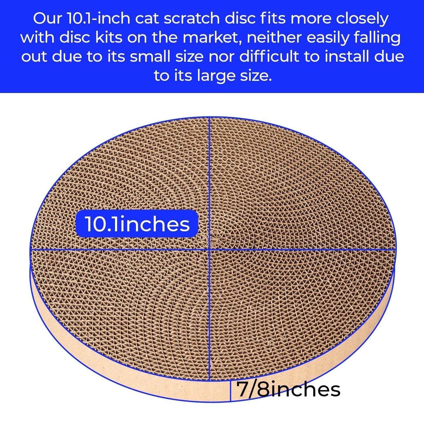 Round Cat Scratcher Refill - 10 Inch Diameter, 7/8 Inch Thickness - Cardboard Cat Scratcher Scratching Board Replacement Pads (2pcs) for Indoor Cats