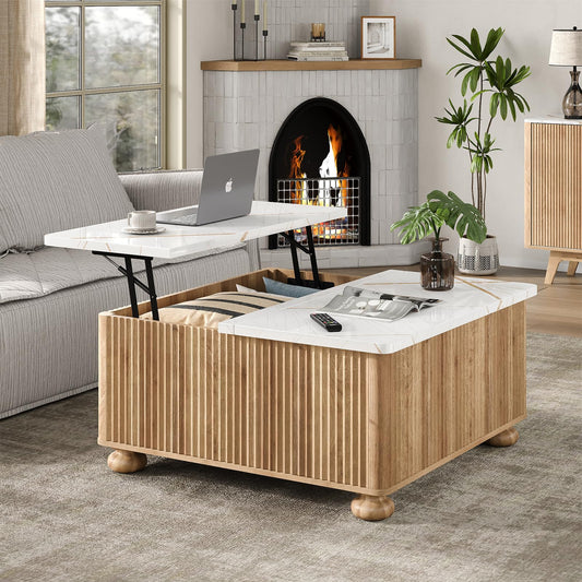 Yanosaku Lift Top Coffee Tables for Living Room, Square Coffee Table with Storage, Living Room Center Tables with Large Hidden Space for Bedroom, Home Office, Studio