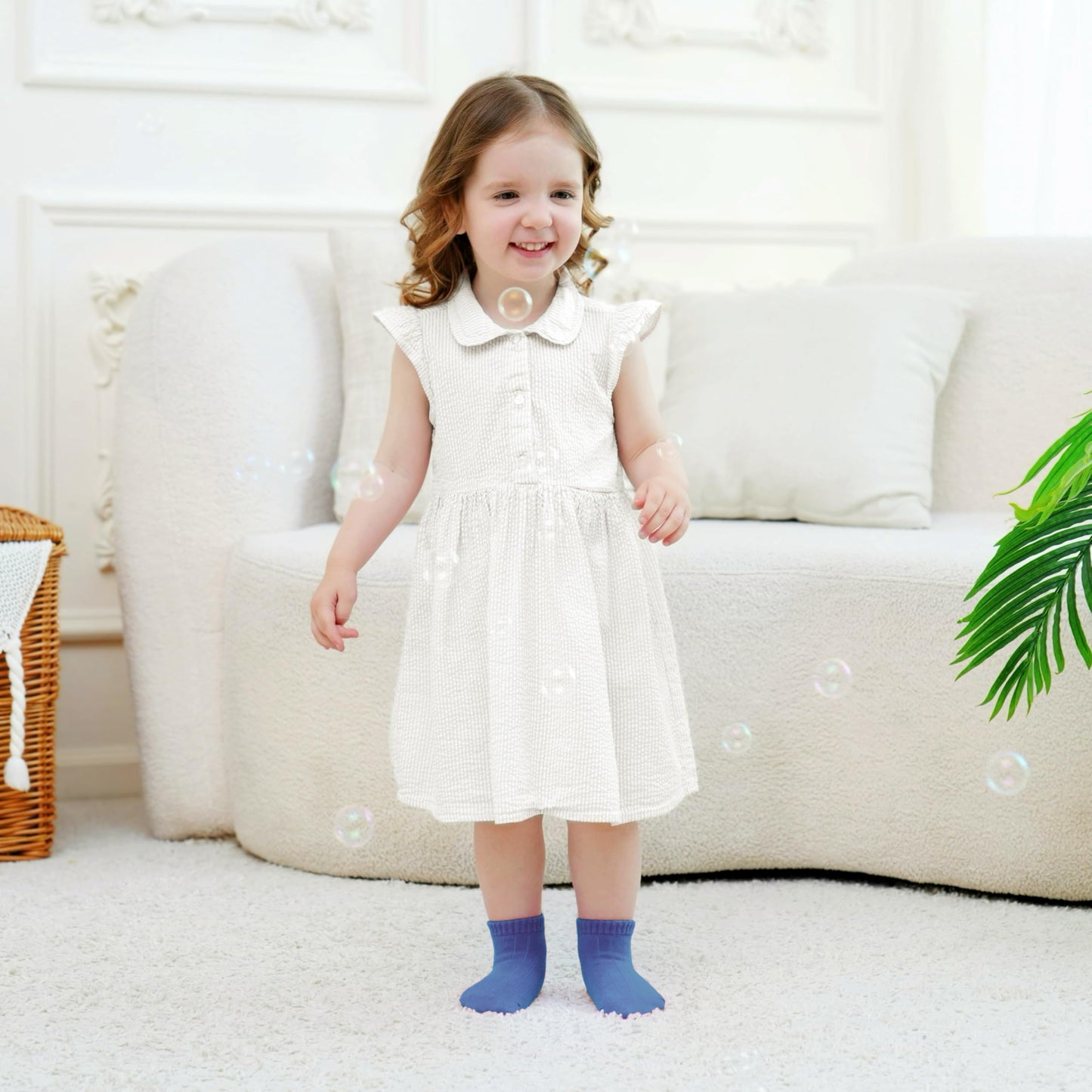 EUFANCE Toddler Non Slip Grip Ankle Socks with Grippers Cotton for Baby Boys Girls Infants Kids 6 Pairs