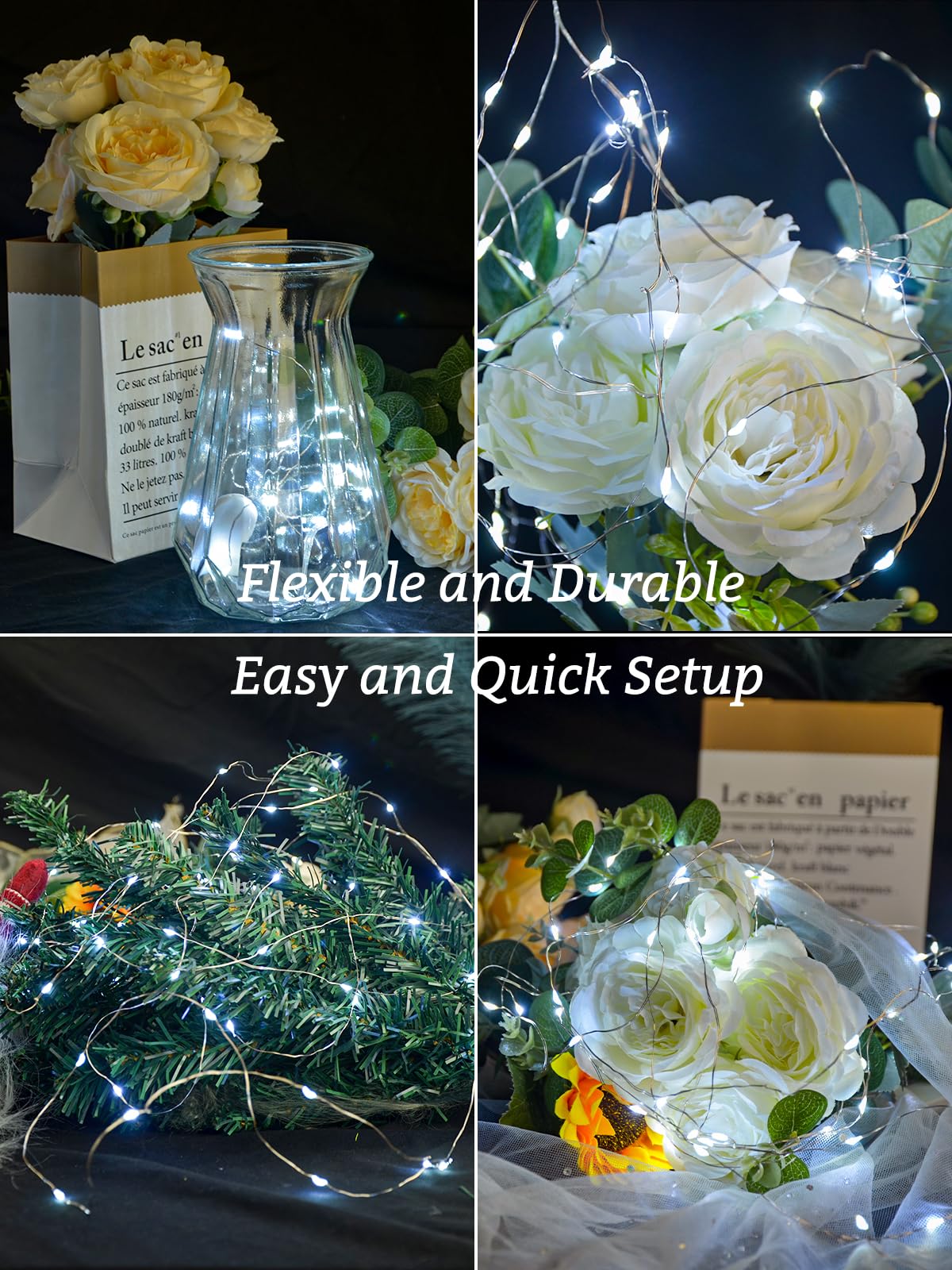 Fibevon Fairy Lights Battery Operated, 12-Pack 7.2ft w/20 LED Mini Lights Waterproof String Lights for Mason Jar/Centerpiece Table/Bedroom/Wedding/Valentines/Christmas/Outdoors/Indoor Decoration…