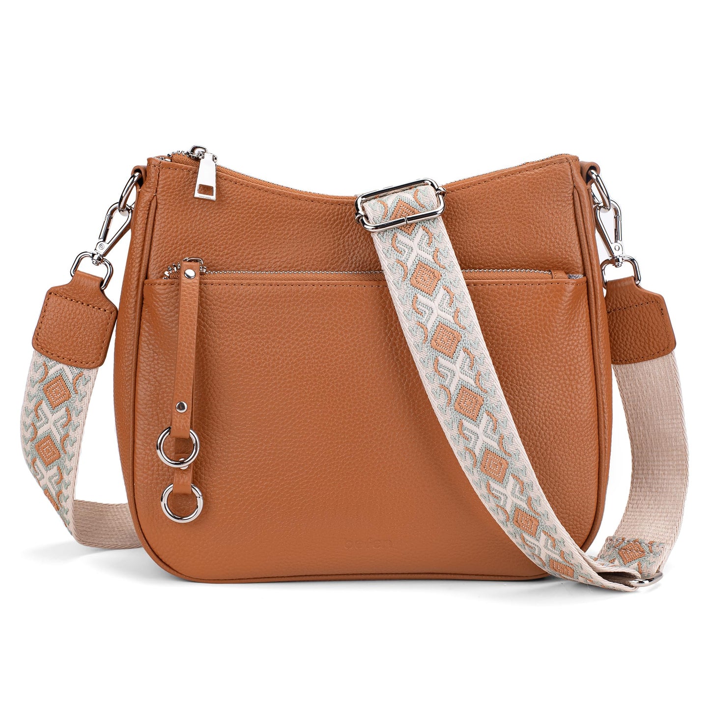 befen Genuine Leather Crossbody bag for Women, Brown Leather Purse Women's Hobo Crossbody Purse Shoulder Handbags with Adjustable Wide Shoulder Strap for Everyday and Travel