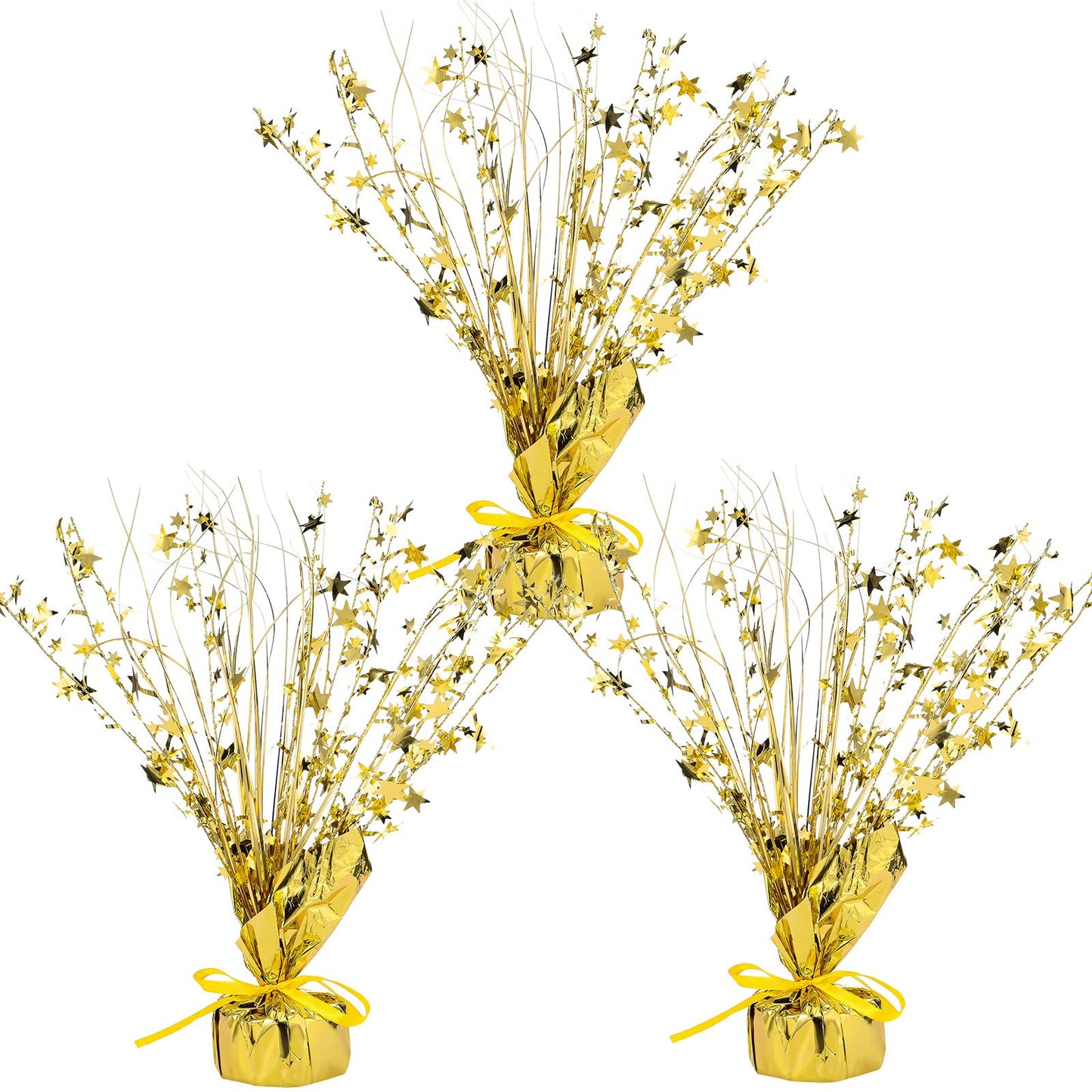 Crowye 3 Pieces Metallic Foil Spray Centerpiece Christmas Party Star Table Decoration Burst Centerpieces Winter Table Decor for Birthday New Year Party Holiday(Gold)