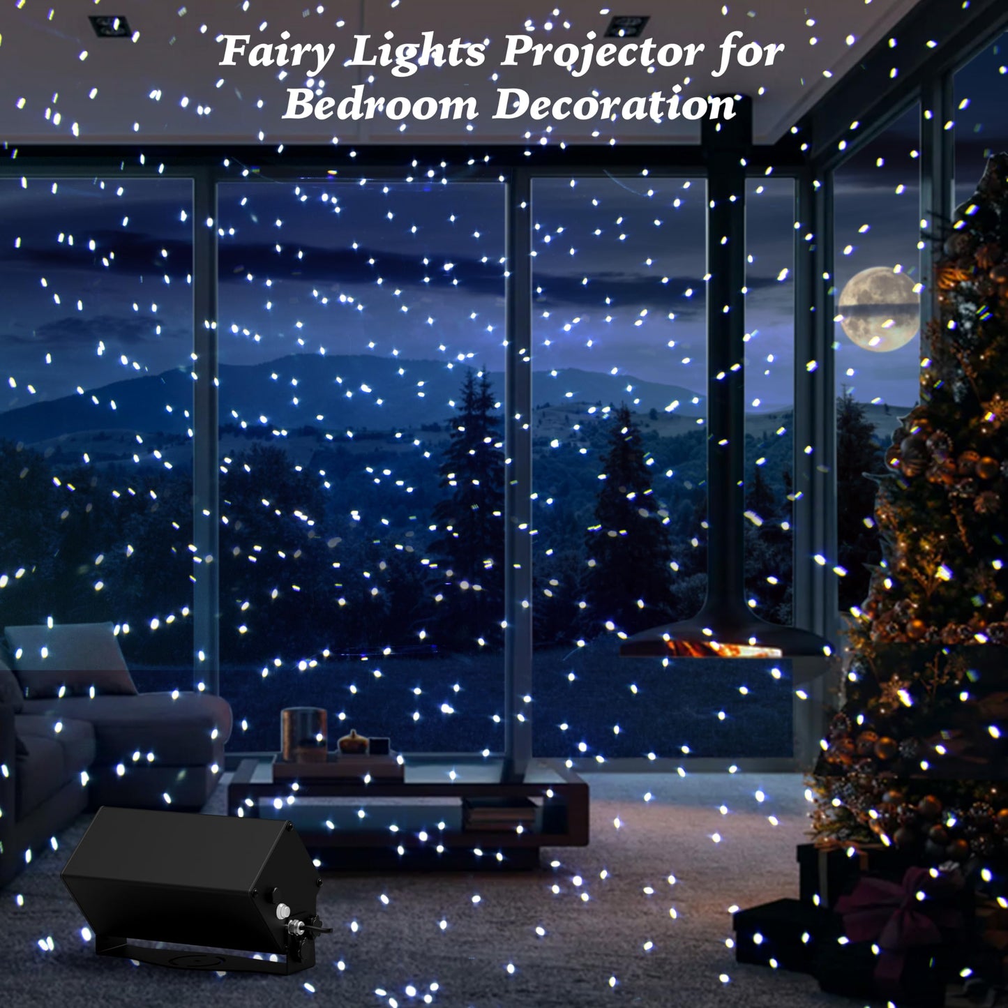 Outdoor Star Lights Projector, AIRIVO White Laser Fairy Lights Projector, Christmas Snowflake Projector 3 Lighting Modes Garden Light with Remote Control for Home, Patio,Landscape