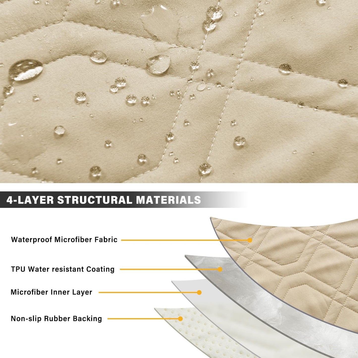 SOFTOWN Recliner Chair Cover Sofa Slipcover Non-Slip Chair Couch Cover Machine Washable Furniture Protector with Straps for Dogs(Beige, 23inch Recliner)