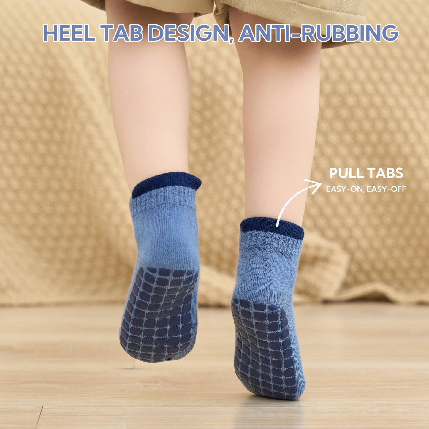 EUFANCE Toddler Non Slip Grip Ankle Socks with Grippers Cotton for Baby Boys Girls Infants Kids 6 Pairs