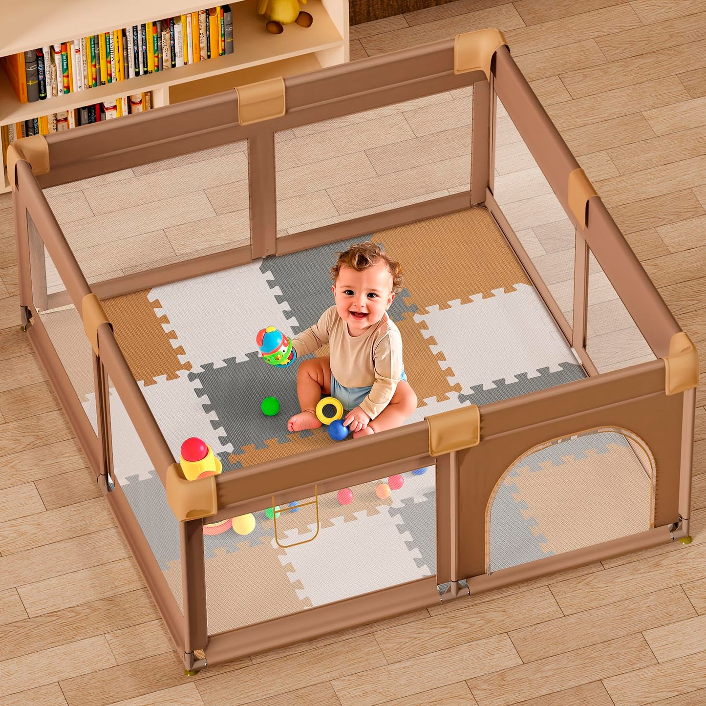 16 Tiles Baby Play Mat for Floor, EVA Foam Baby Floor Play Mat with 0.6 Inch Thick Interlocking Foam Tiles, Foam Floor Tiles for Baby, Toddlers and Kids