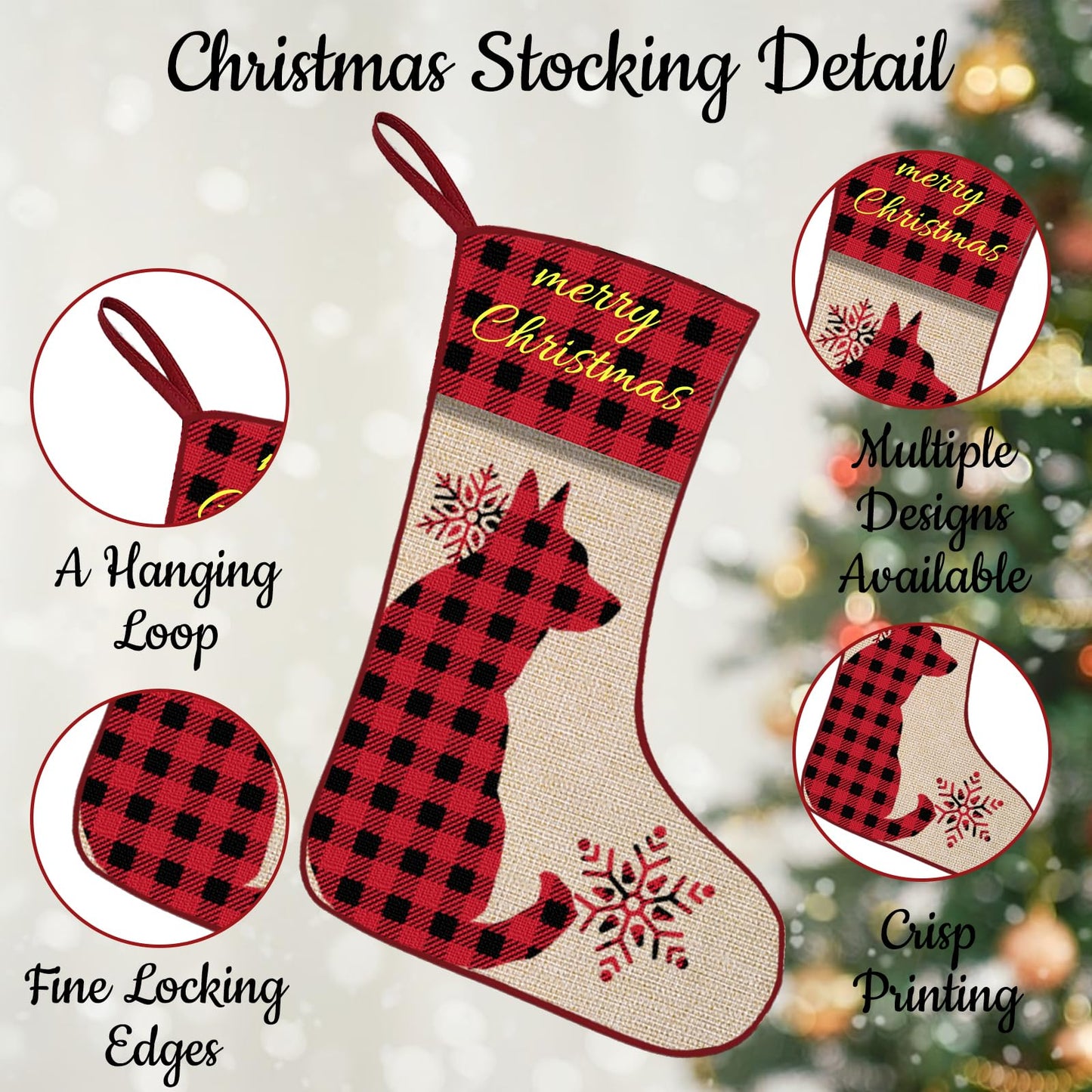 ubmpj Personalized Christmas Stocking Custom Christmas Stockings with Name Holiday and Family Stocking for Fireplace Christmas Holiday Party Decoration