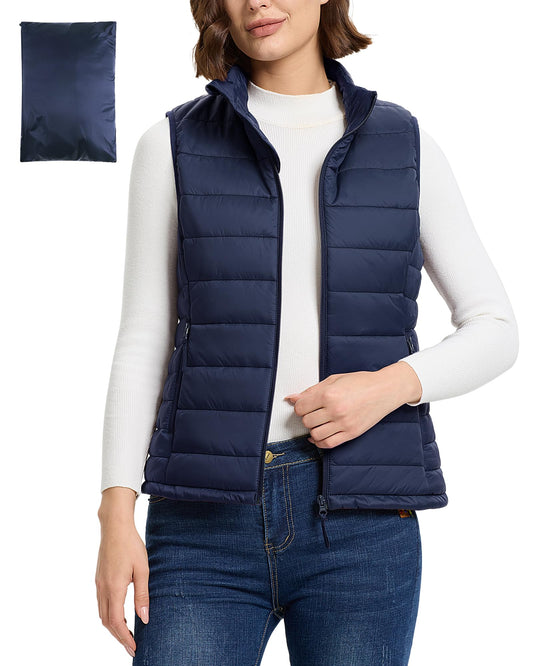 Outdoor Ventures Women's Lightweight Puffer Vest Outerwear Zip Up Warm Sleeveless Winter Jacket Padded Gilet Quilted Coat