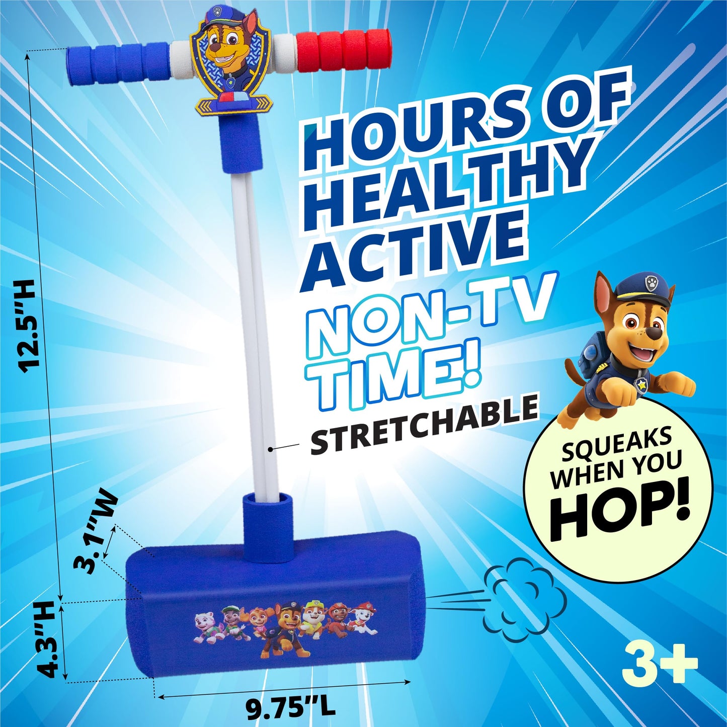 Flybar My First Foam Pogo Jumper for Kids Fun and Safe Pogo Stick for Toddlers, Durable Foam and Bungee Jumper for Ages 3 and up, Supports up to 250lbs (Paw Patrol Chase)