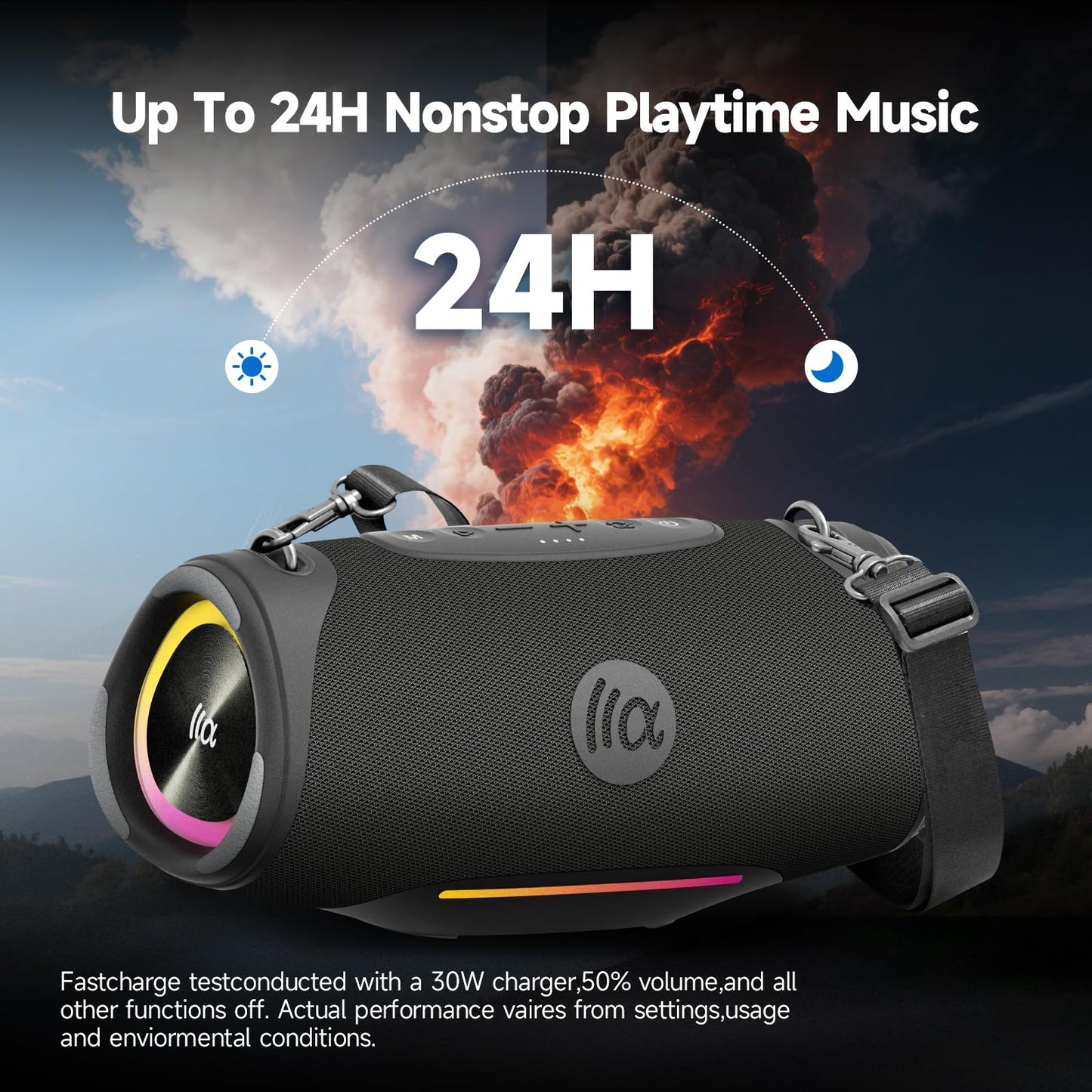 TAZATA Portable Bluetooth Speaker,IPX7 Waterproof 80W Loud Stereo Sound Wireless Outdoor Speaker for Pool,Shower,Camping Bike Use,8H Playtime