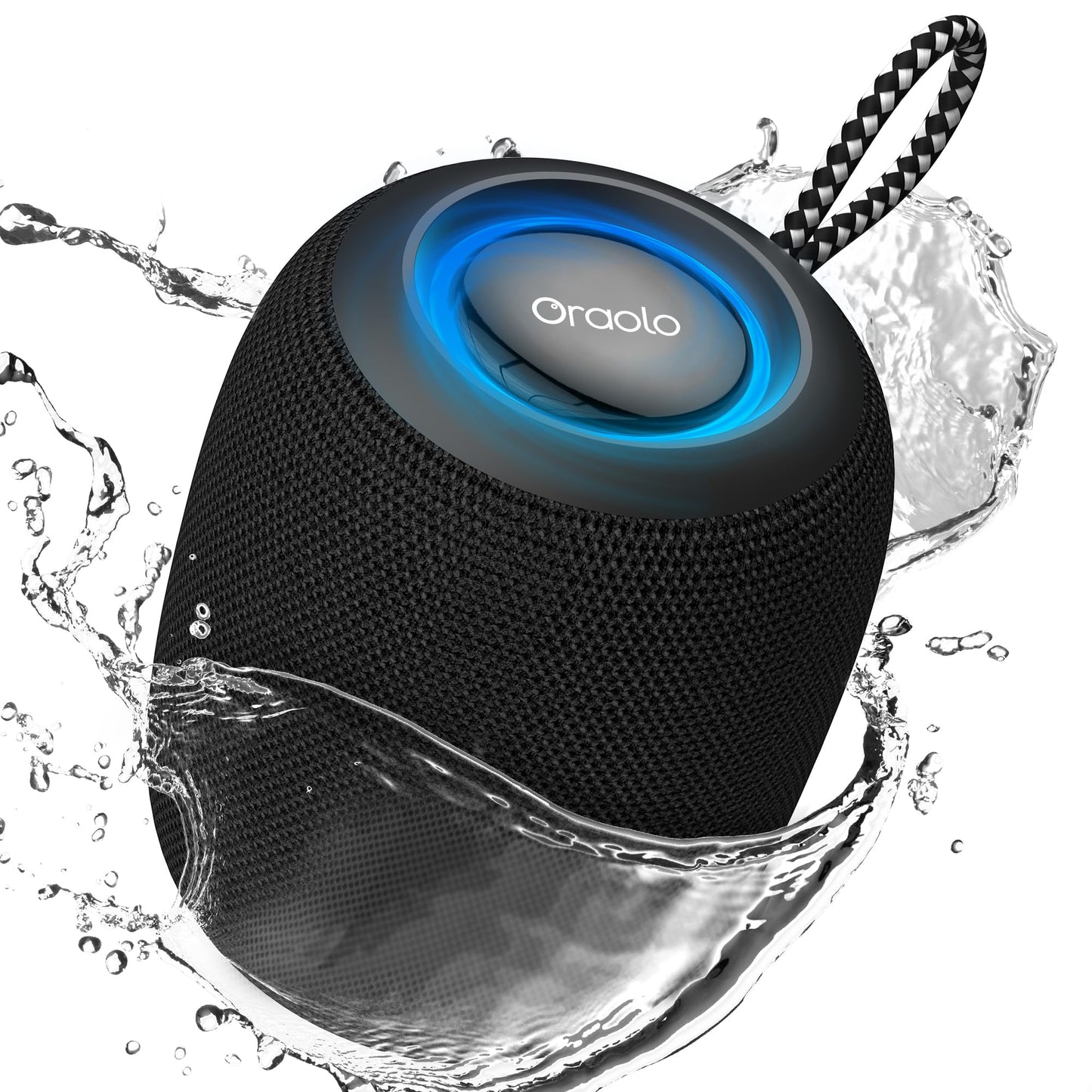 Oraolo Bluetooth Speaker, IPX7 Waterproof Portable Bluetooth Speaker with 15W Immersive Audio, 30H Playtime, LED Light, Bluetooth 5.3, Support TWS, Wireless Speakers for Outdoor Camping Home