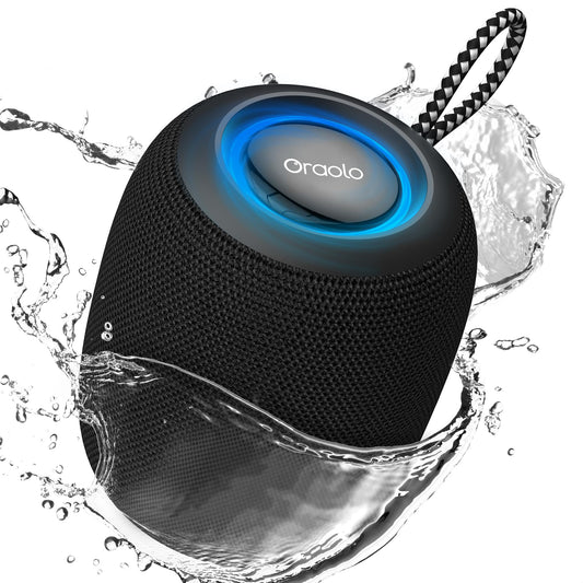 Oraolo Bluetooth Speaker, IPX7 Waterproof Portable Bluetooth Speaker with 15W Immersive Audio, 30H Playtime, LED Light, Bluetooth 5.3, Support TWS, Wireless Speakers for Outdoor Camping Home