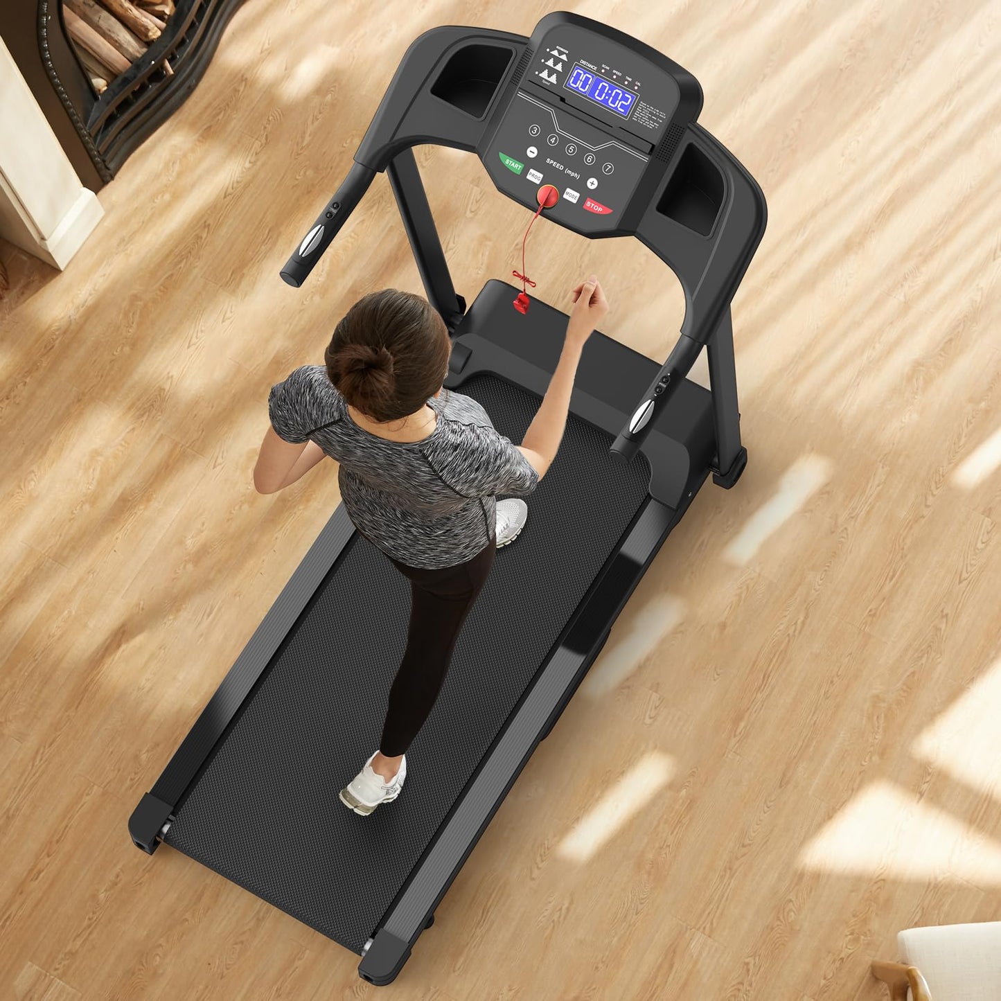 FYC Electric Folding Treadmill for Home - 2.5HP Quiet Motor, 300 lb Capacity, Shock Absorption, LED Display, 0.5-7.5MPH, Compact Treadmill for Small Spaces, Portable with Wheels & Cup Holder