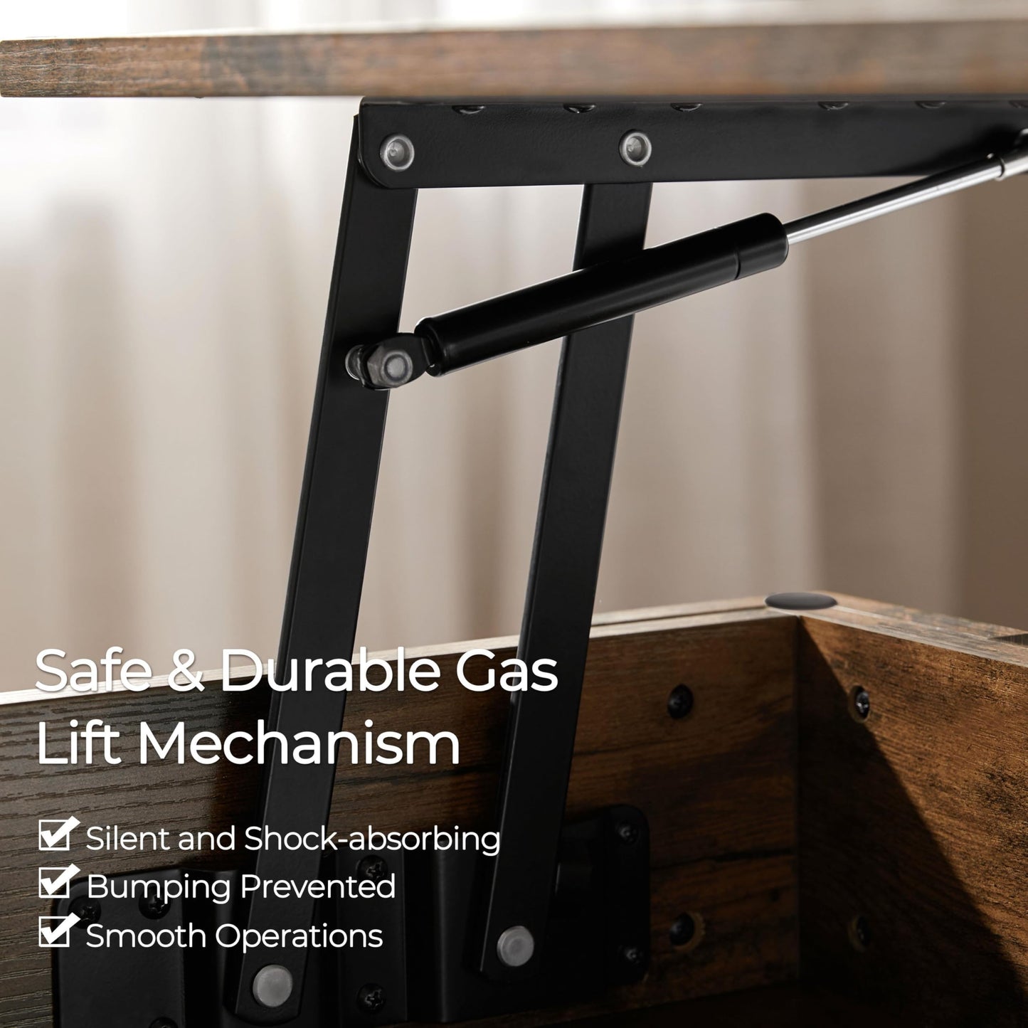 Yaheetech Coffee Table, 47.5in Lift top Coffee Table with Hidden Compartment and Storage Shelf, Lift Tabletop Dining Table for Living Room Reception Room, Rustic Brown