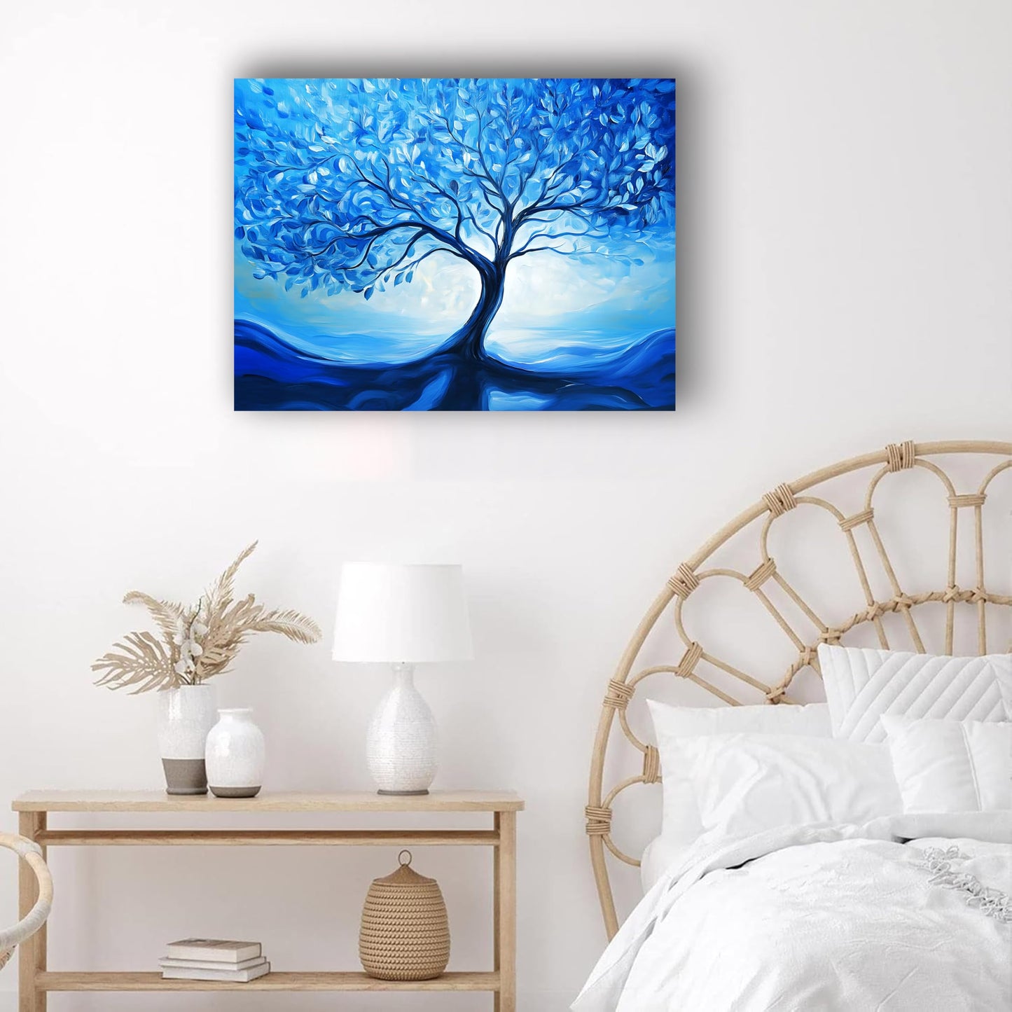 ketilly Blue Art Tree Of Life Canvas Paintings Wall Art Abstract Modern Canvas Prints Wall Art For Livingroom, Bedroom, Office, Farmhouse Home Wall Decor 15X12 Inches 1Pcs