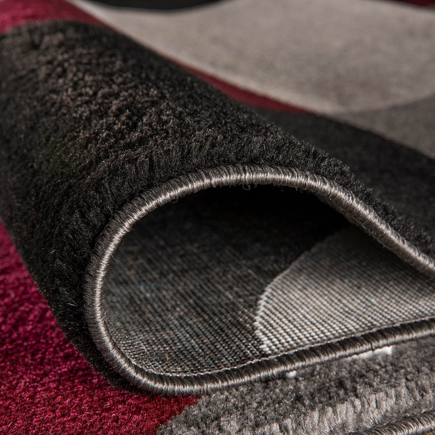 Rugshop Modern Circles Carpet Easy Maintenance for Home Office,Living Room,Bedroom,Kitchen Soft Area Rug 5'3" x 7'3" Burgundy