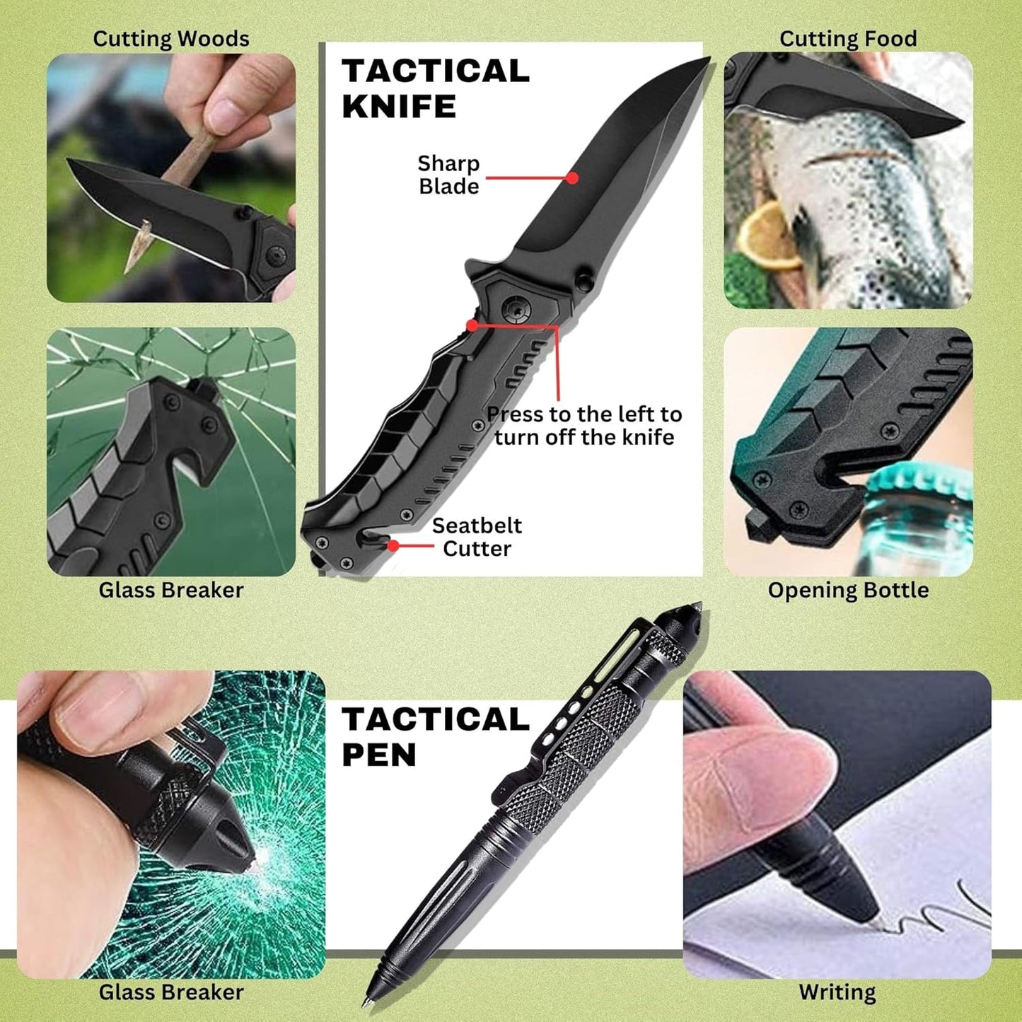 Survival Kit with Storage Case, 28 Pieces, Tactical Equipment for Camping, Backpacking, Adventures and More, Gift for Man, Dad, Husband