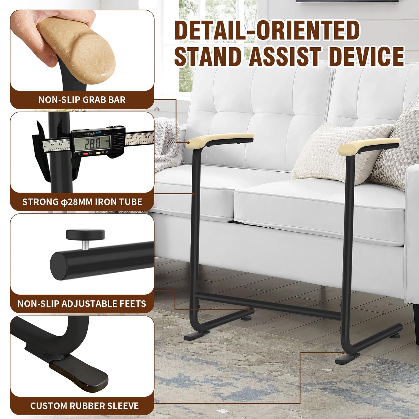 Large Sized Couch Chair Stand Assist for Seniors, Standing aid & Support Device with Handles, Chair Lift Assist Device for Elderly Mobility & Daily Living Stand to Sit(250LBs Loading, 29.0“W*26.6" H)