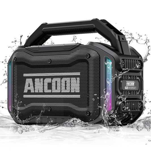 ANCOON Speakers Bluetooth Wireless: 80W(Peak) Loud Speaker with Bass, 20H Playtime, IPX6 Waterproof, Large Jobsite Speakers for Work, Outdoor, Workshop, Garage, Portable Speaker with TWS (Black)