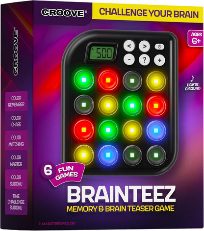 6 in 1 Brain Teasers & Memory Game, 6 Fun Games for Kids, Cool Handheld Toys, Unique Gifts for Teens, Best Activities for Tween Boy, Birthday Gift Ideas for Boys & Girls Ages 6-8 9 10 11 12 + Year Old