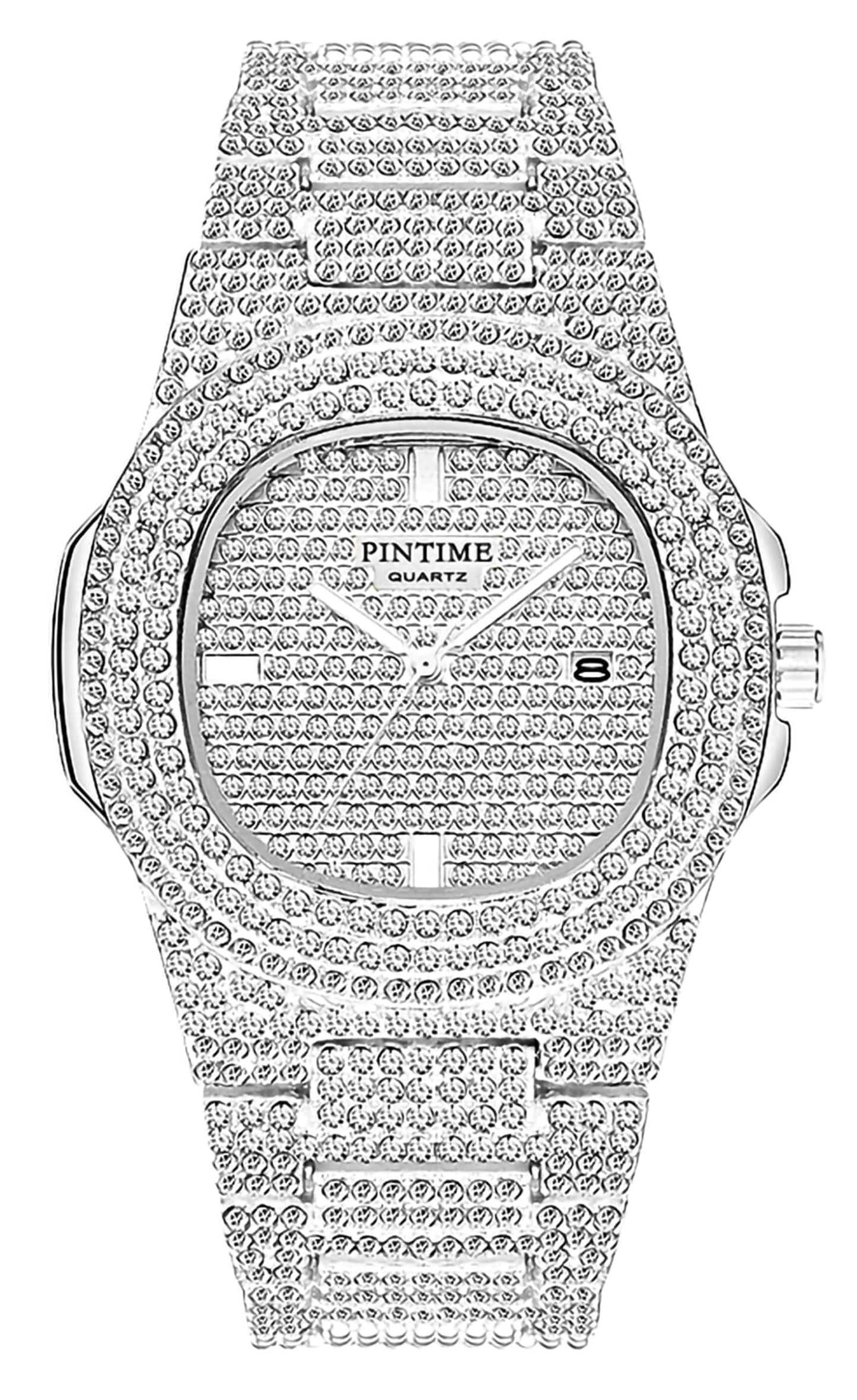 Luxury Unisex Watch Crystal Diamond Watches Big Face Women's Men's Quartz Watch Gold Silver Rose Gold Color Stainless Steel Bracelet Band (Silver)