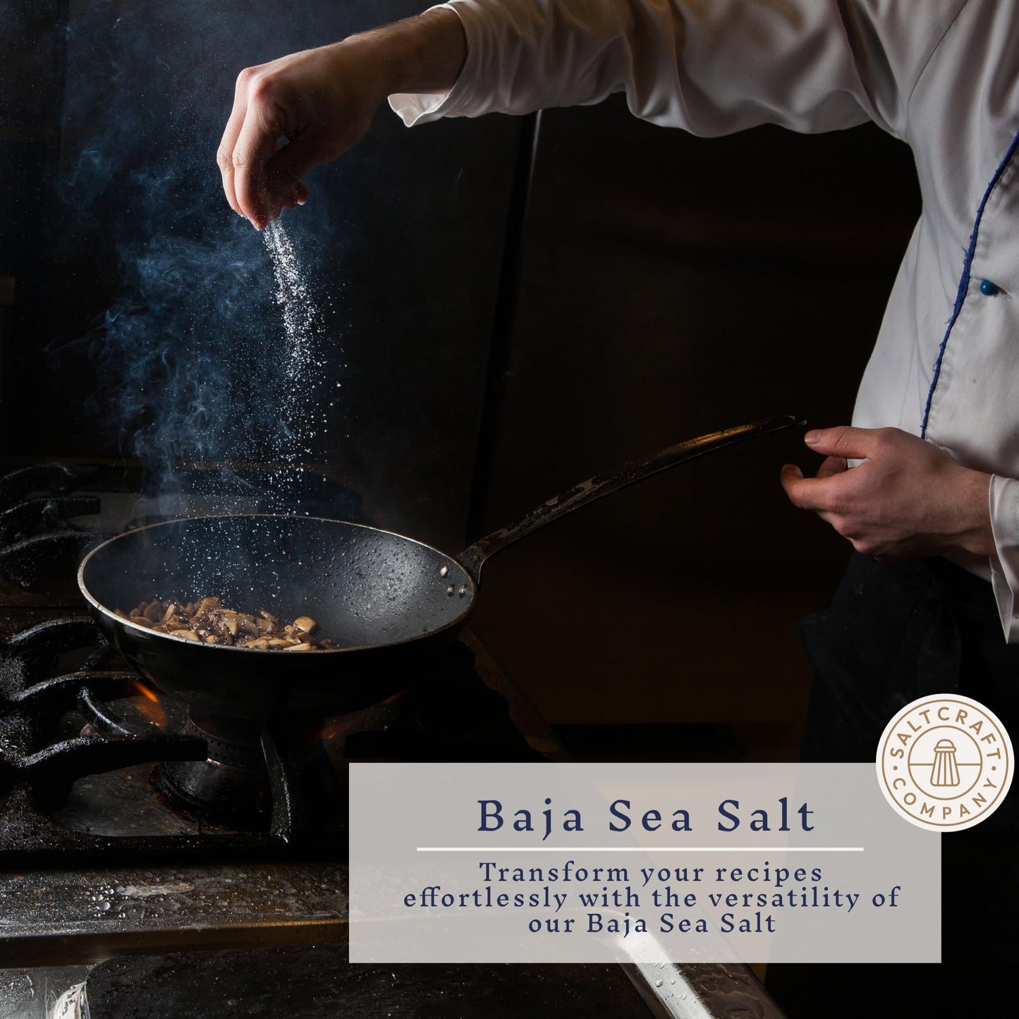 SALTCRAFT COMPANY - Baja Sea Salt, Fine Grain Crystals, Low Sodium 30%, Kosher Certified & Mineral Salt - 8 Ounce
