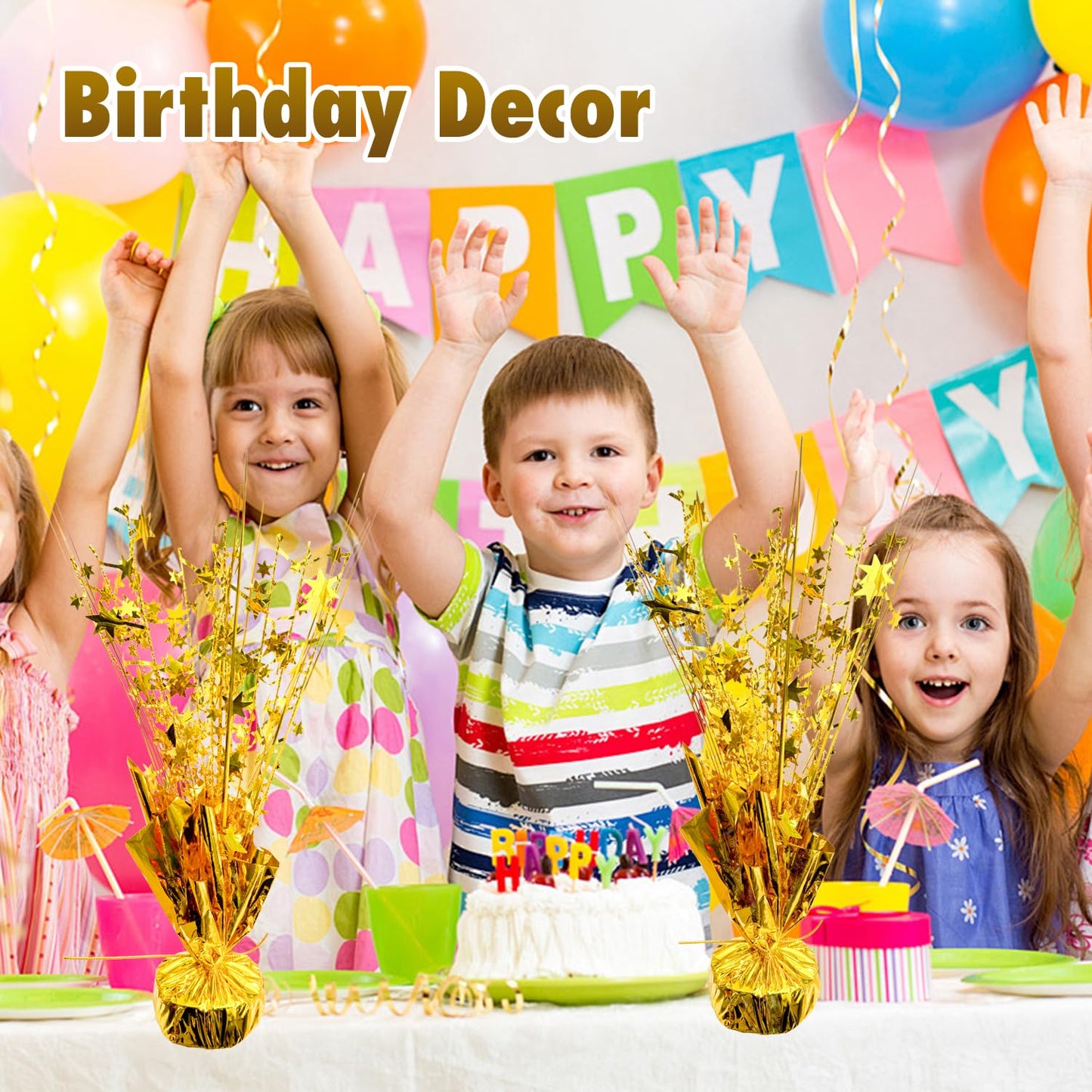 6 PCS Metallic Foil Spray Centerpiece Grad Decor Table Decoration Burst Table Centerpieces for Graduation Birthday Wedding Anniversary Season Holiday Party Supplies Decor (Gold)