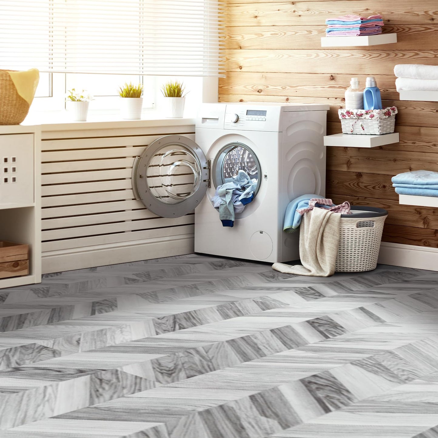 Art3d 18-Pack Interlocking Luxury Vinyl Flooring Tile for Kitchen Bathroom, 36 x 6 Inch Wood Floor Plank for Wear-Resistant, Waterproof, Anti-Slip, Reusable, Dublin Dawn Ash