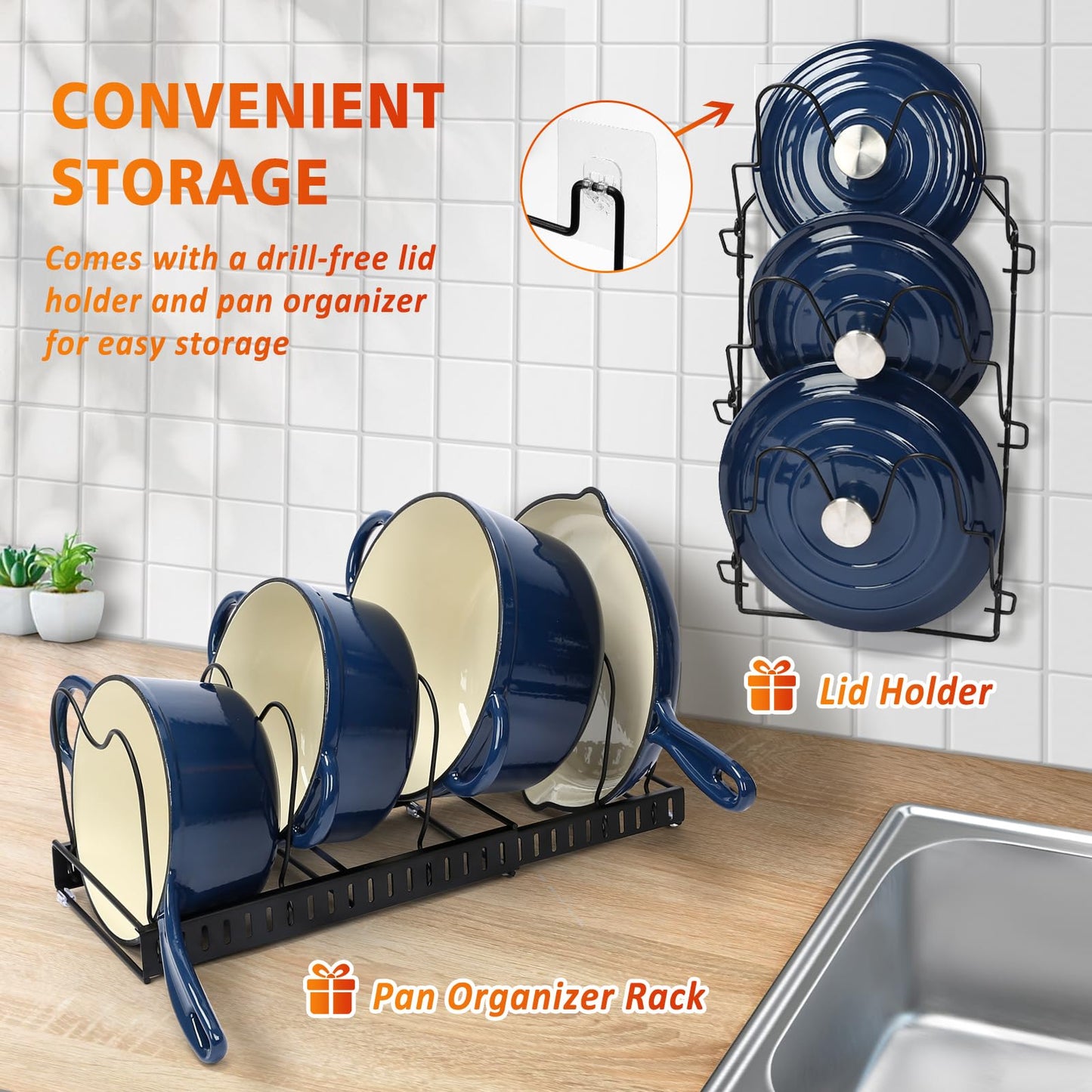 Hisencn 7 Piece Enameled Cast Iron Cookware Set, Pots And Pans Set, Ceramic Cookware Set, 2.25QT/4.75QT Cast Iron Dutch Oven, 10.25” Skillets, 2QT Pot, Suitable For All Stoves, PFA Free, Navy