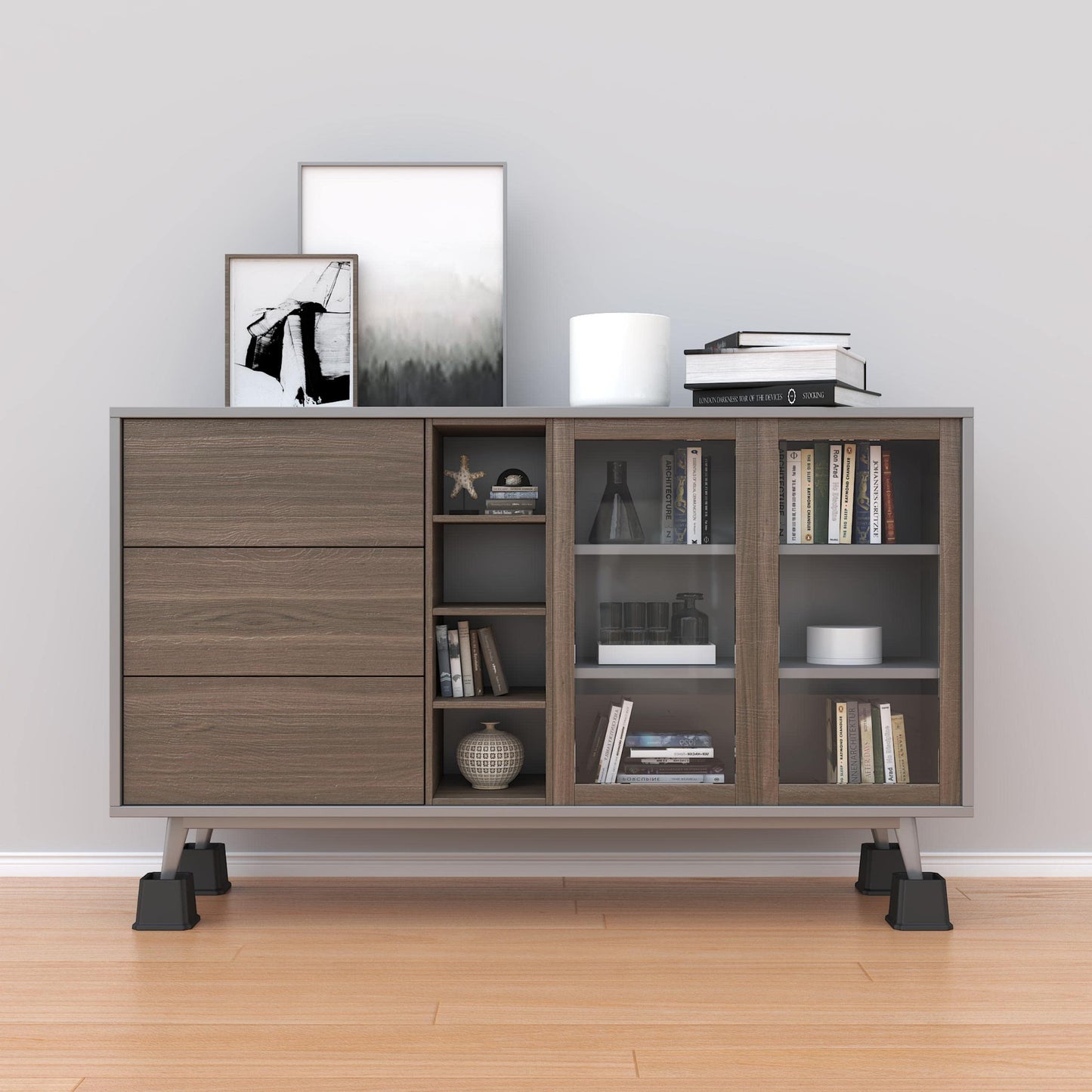 Whynonap Bed Risers 3 Inch Heavy Duty Bed Elevators, Set of 6 Lifts Up 3,000 lbs Furniture Riser for Sofa and Table, Black