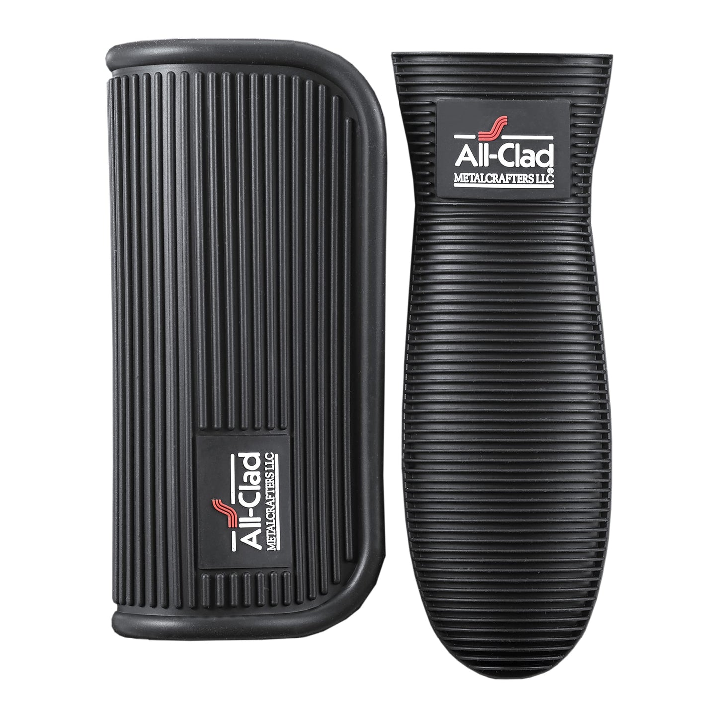 All-Clad Silicone Grip Set: 100% Silicone Flexible & Heat Resistant Ribbed Grip Set - Perfect for Cast Iron, Steel, or Glass, (2-Piece), Black/Grey