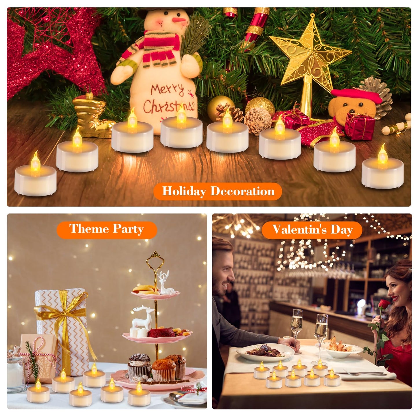 JOSU 24PCS Flameless Tea Lights Candles with Remote Timer, LED Battery Operated Candle for Engagement Wedding Centerpiece Table Decorations, Tealight Candles for Home Patio Farmhouse Porch Party Decor