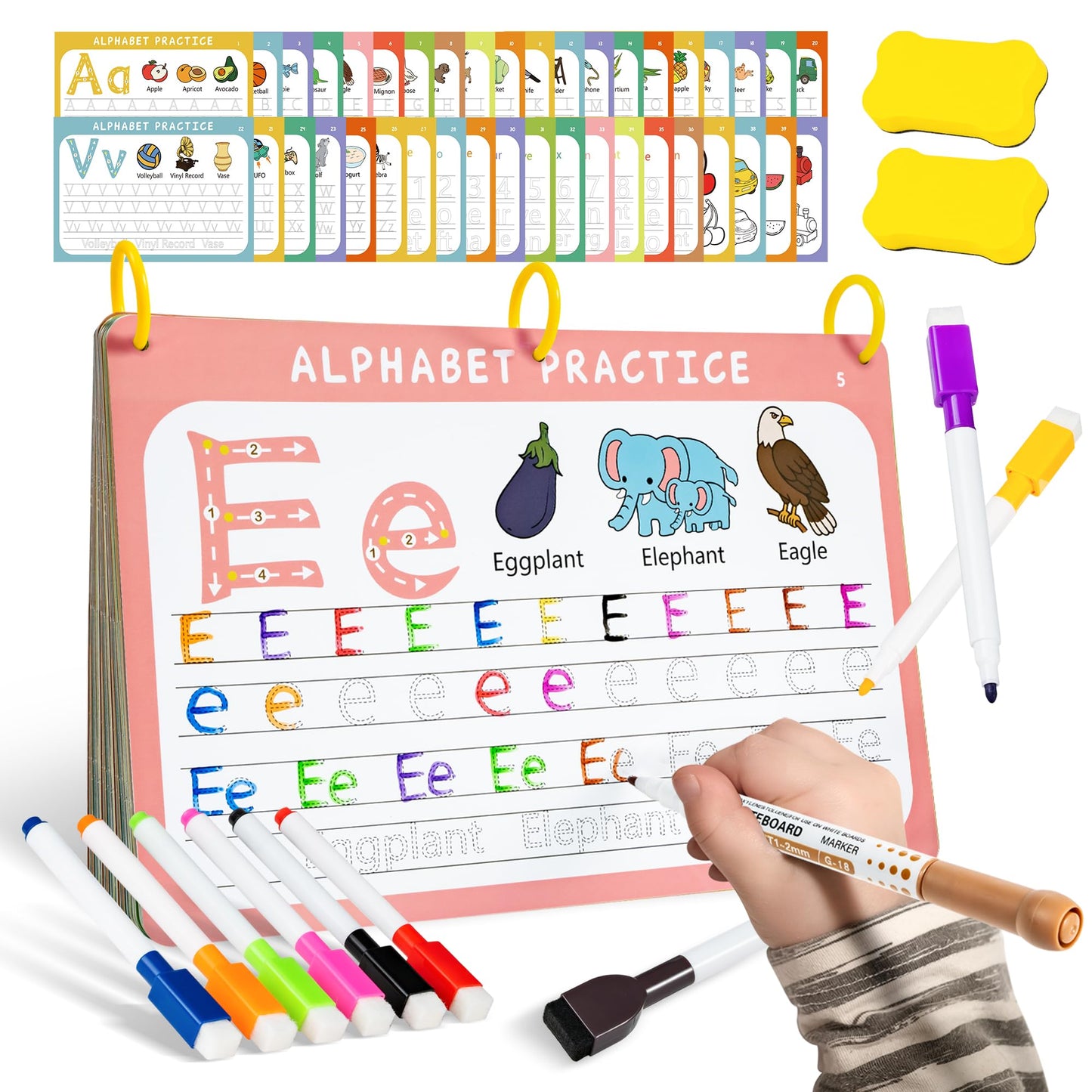 Fabeto Preschool Learning Activities Educational Workbook: Prek Handwriting Practice Tracing Busy Book - Toddlers Educational Toys - Autism Learning Materials | Montessori Games for Kids Age 2 3 4 5