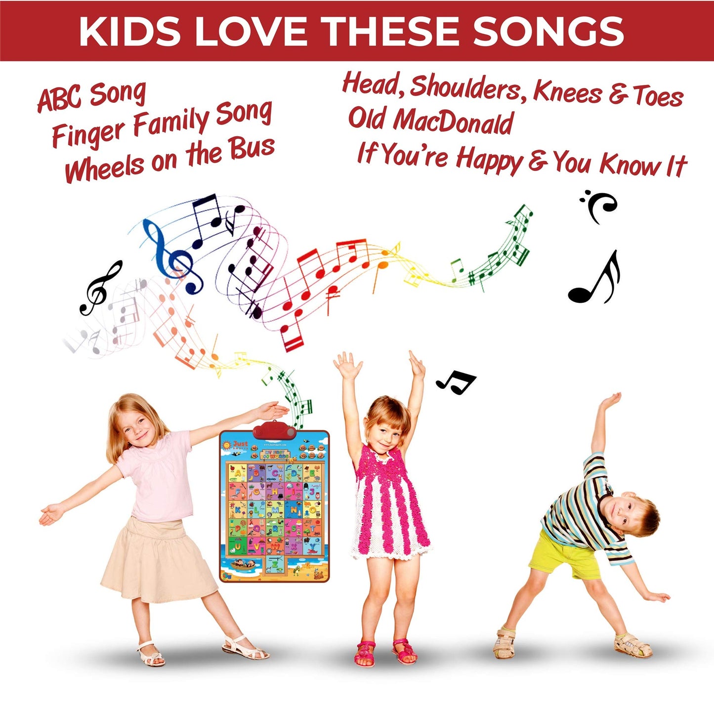 Just Smarty Interactive First 100 Words Learning Toys for 2 Year Olds | Educational First Words Alphabet Poster for Children | Learning Words for Toddlers ABC Chart | Alphabet Learning Toys for Kids