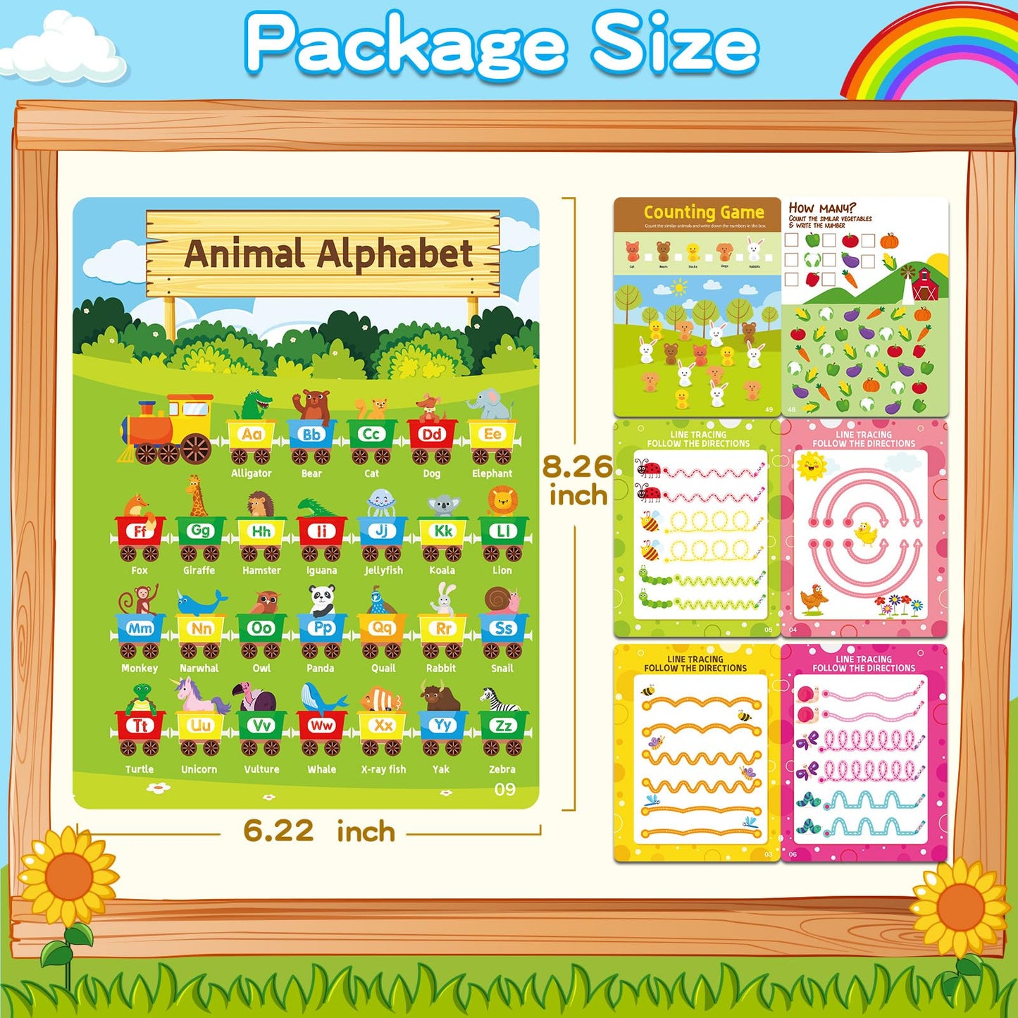 Preschool Learning Activities, 62 Pages Educational Workbook for Kids, Handwriting Practice, Montessori Toys, Autism Materials, Alphabet Learning, Kindergarten Game with Toys for Toddlers Kids 3-8