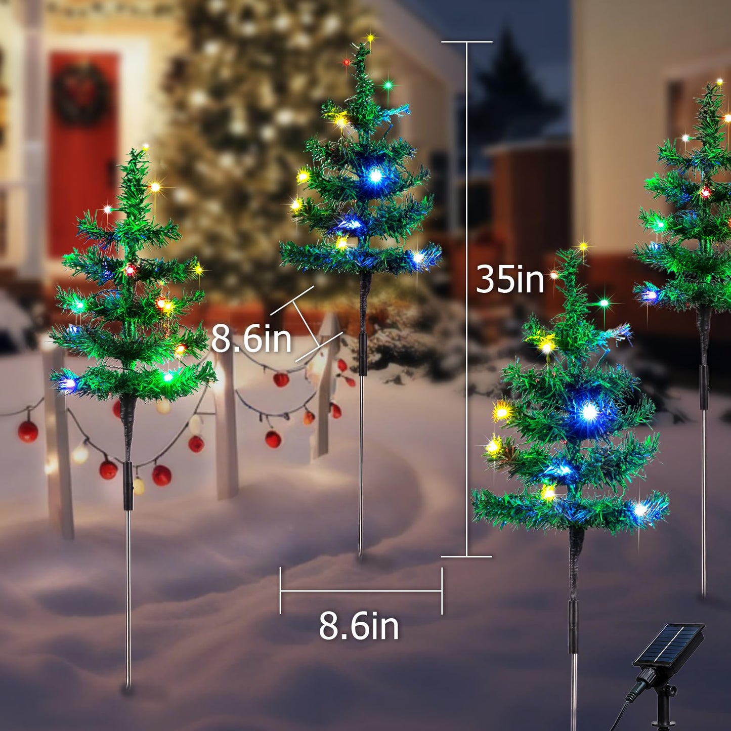 Vbioa Solar Christmas Tree Lights Outdoor - 2pcs Garden Decorations, Waterproof Lights for Yard, Gifts for Women, Mom