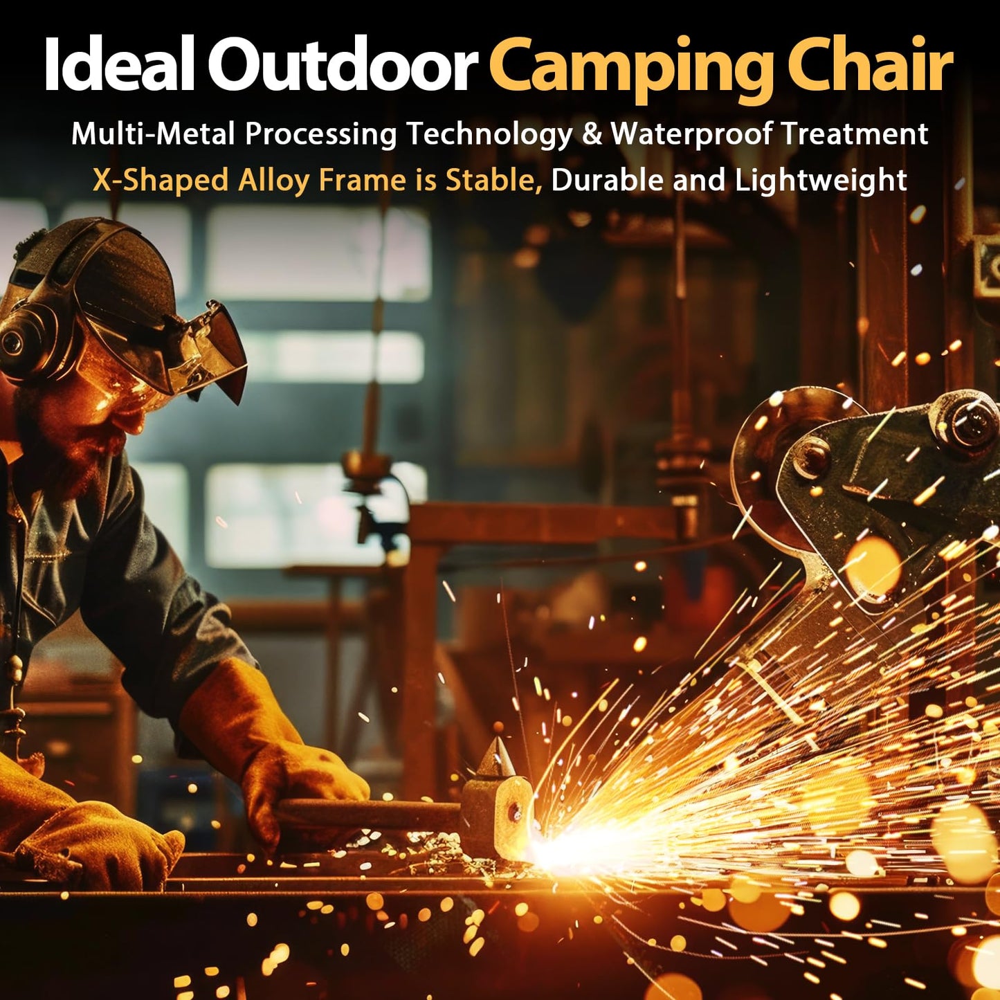 QUYUAN Heated Camping Chair with 20,000 mAh Battery, Fully Padded Heated Camp Chairs, Loog-Lasting for 500 Mins, Heavy Duty Folding Chairs Supports 500 lbs for Camping, Outdoor Sports, Picnics, Beach