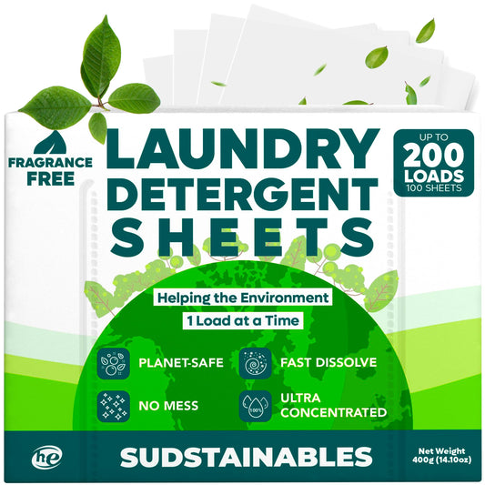 Sudstainables Laundry Detergent Sheets (200 Loads) – Eco-Friendly, Zero Waste, Plastic-Free Laundry Washing Machines Soap Sheets; Dissolvable, Space-Saving Strips for Travel (Fresh Linen)
