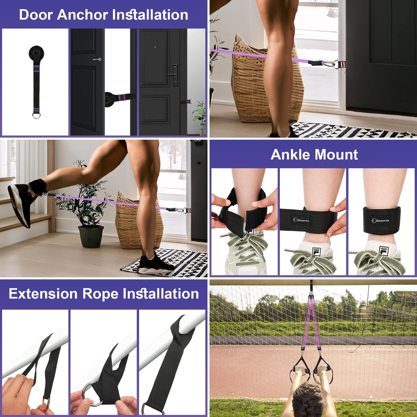 Multifunctional Pilates Bar Kit Home Gym, Resistance Bands Set with Handles and Door Anchor and Extension Straps - with Fitness Poster and Video