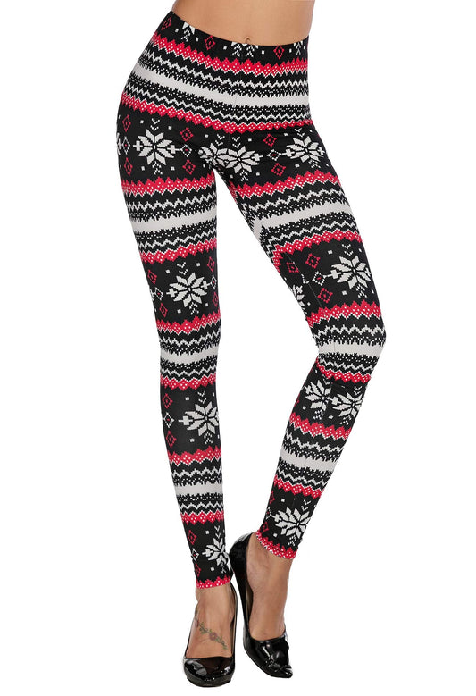 Seasonal Print Leggings Ankle Length Ethnic Tribal Leggings Tights for Women L