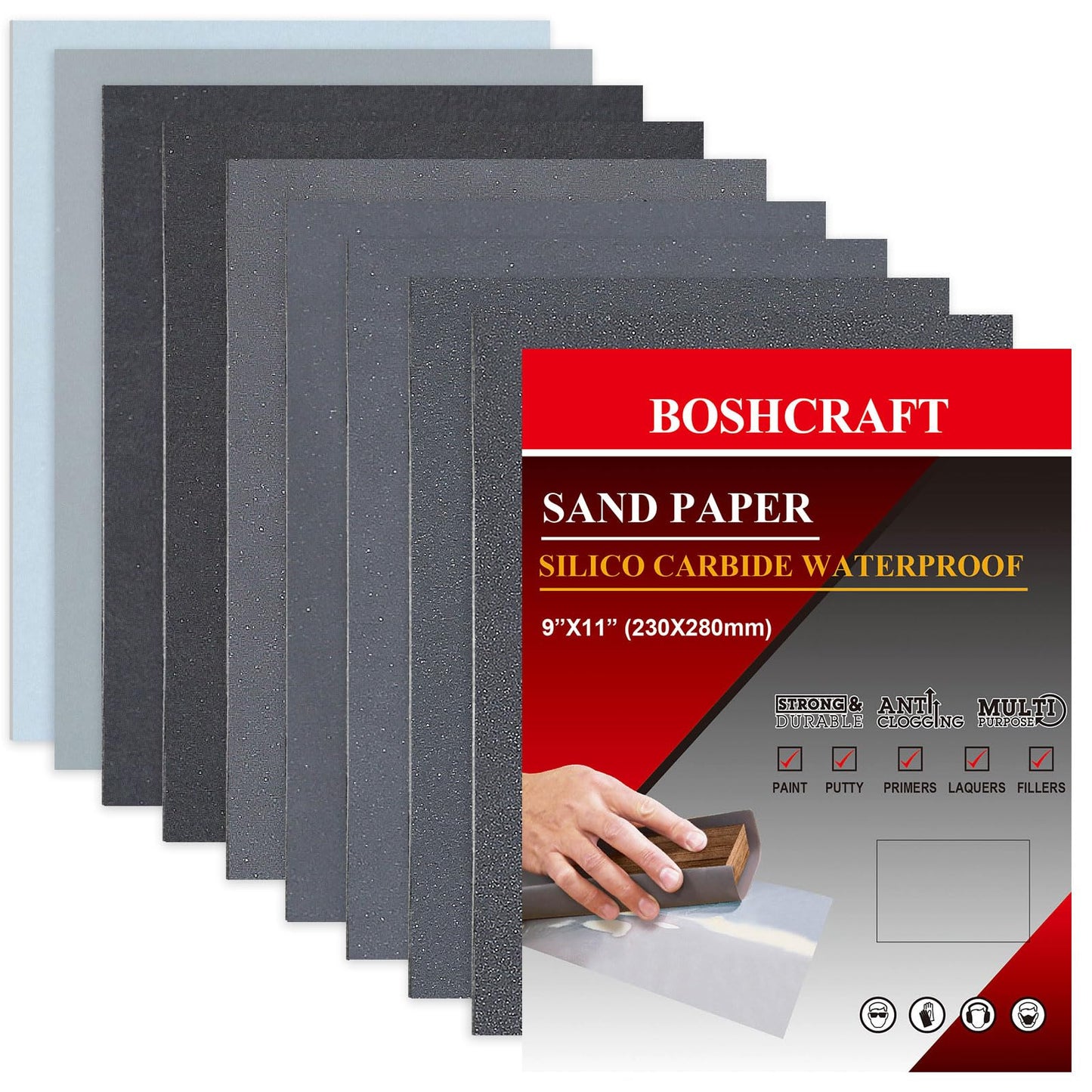 25 PCS Sandpaper, Sandpaper Assortment Sandpaper for Wood Metal Furniture Hand Sander Sand Paper 80/120/150/220/320 Grit Sandpaper Sheets Cut for Use 9" x 11"