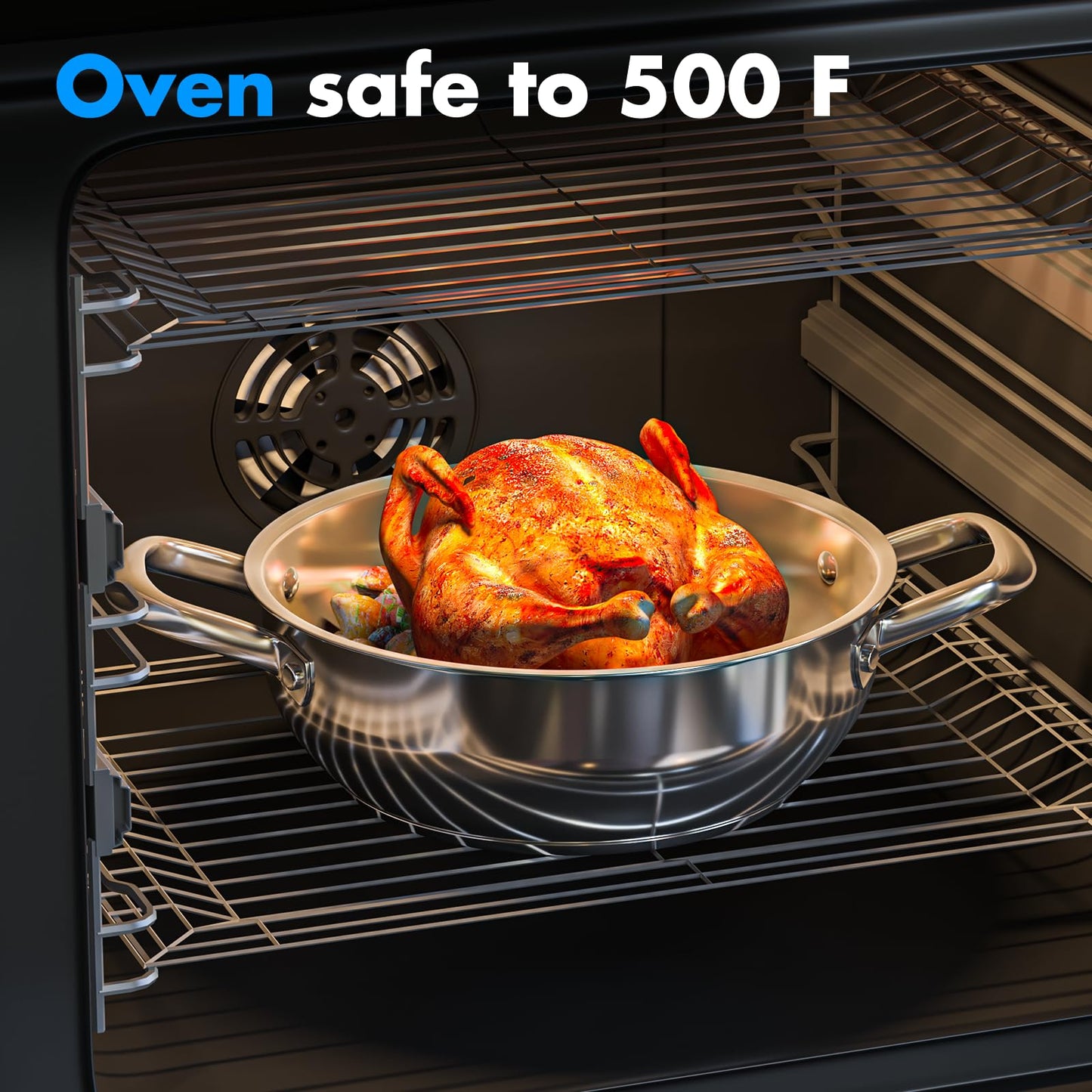 Pots and Pans Set,12-Piece Stainless Steel Cookware Set, Induction Ready Kitchen Cooking Set, Includes Saucepans, Stockpot, Steamer & Strainer Basket, Glass Lids, Dishwasher & Oven Safe