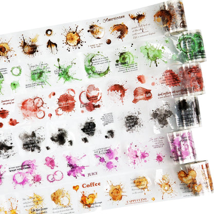 Reading Time PET Tape Set, 6 Rolls Mixed Pre-Cut and Continuous Tape with Clip, Waterproof Scrapbook Supplies for Journaling, DIY Crafts, and Planners