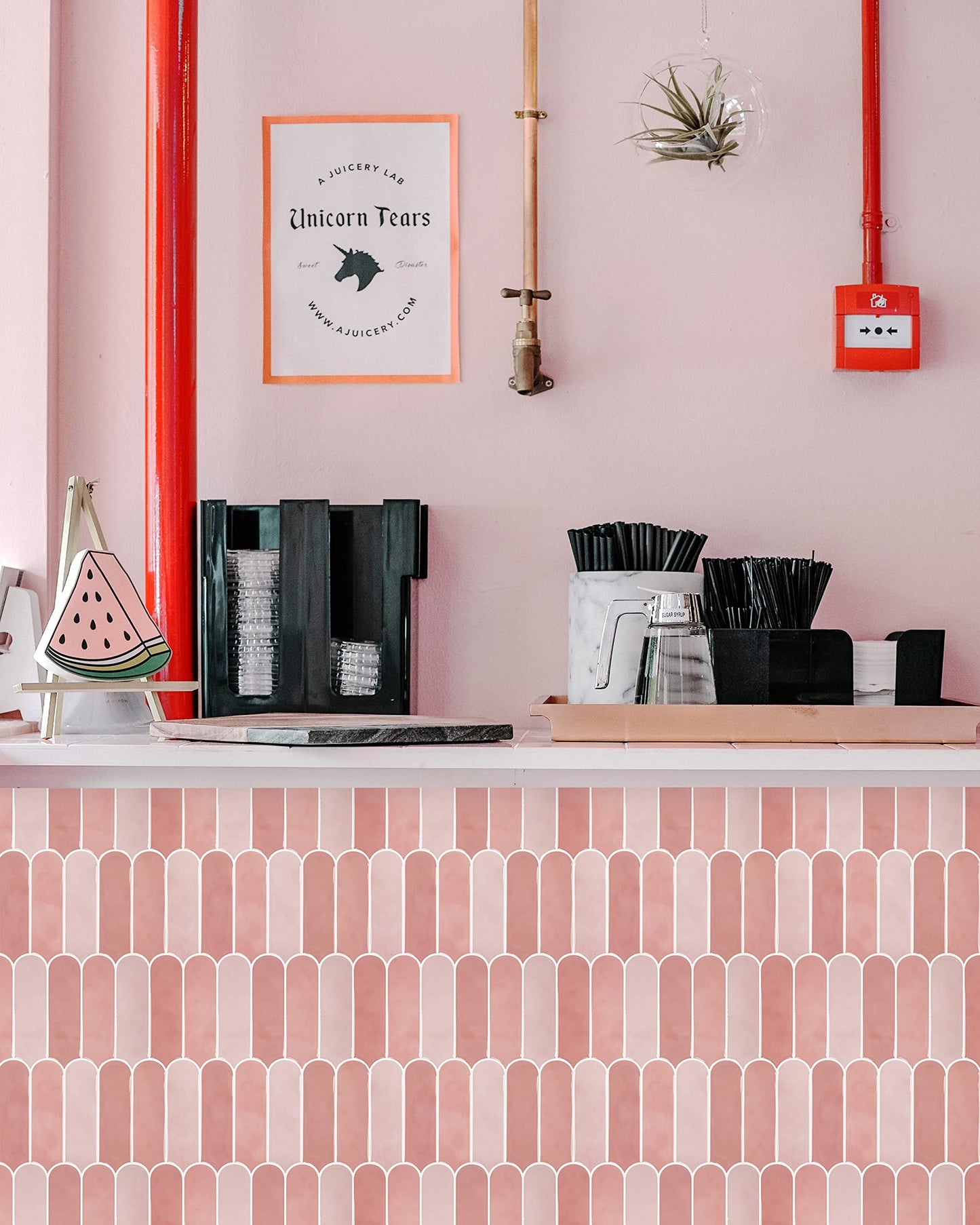 Pink Peel and Stick Backsplash Tile, Self Adhesive Feather Peacock Temporary Kitchen Backsplash Tiles 3D Stick on Wall Tiles Sticker (10 Sheets)